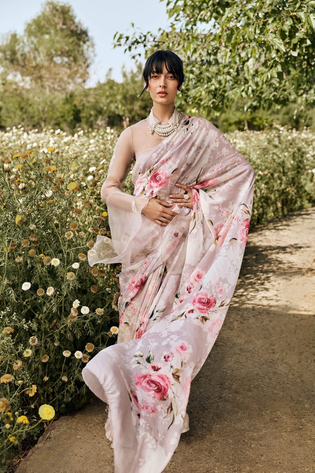 Veronica Lavender Chiffon Saree