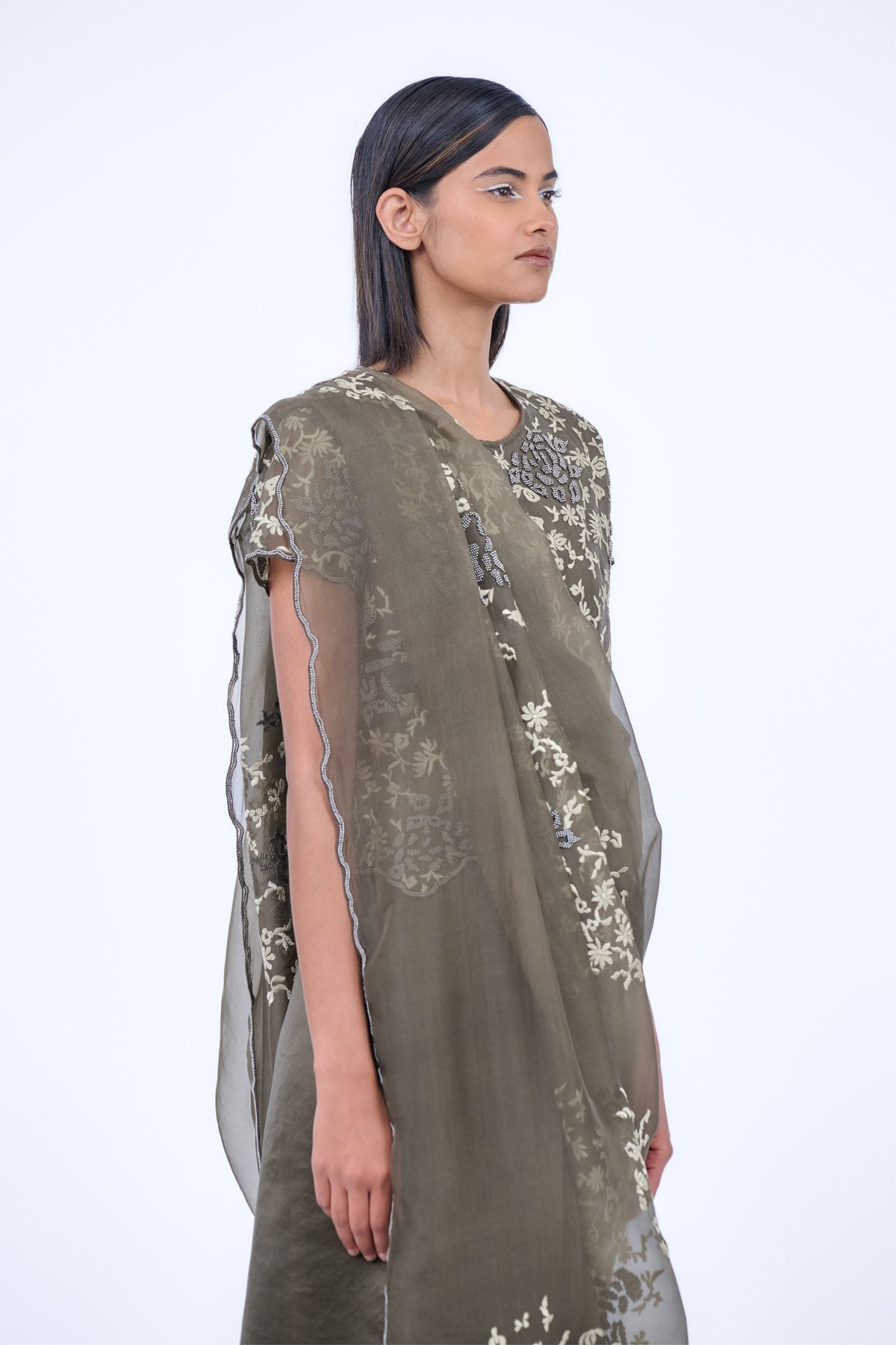 Silk Organza Khaki Blouse