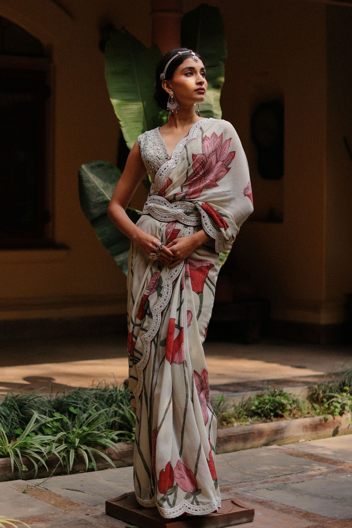 Ivory Kalam Saree
