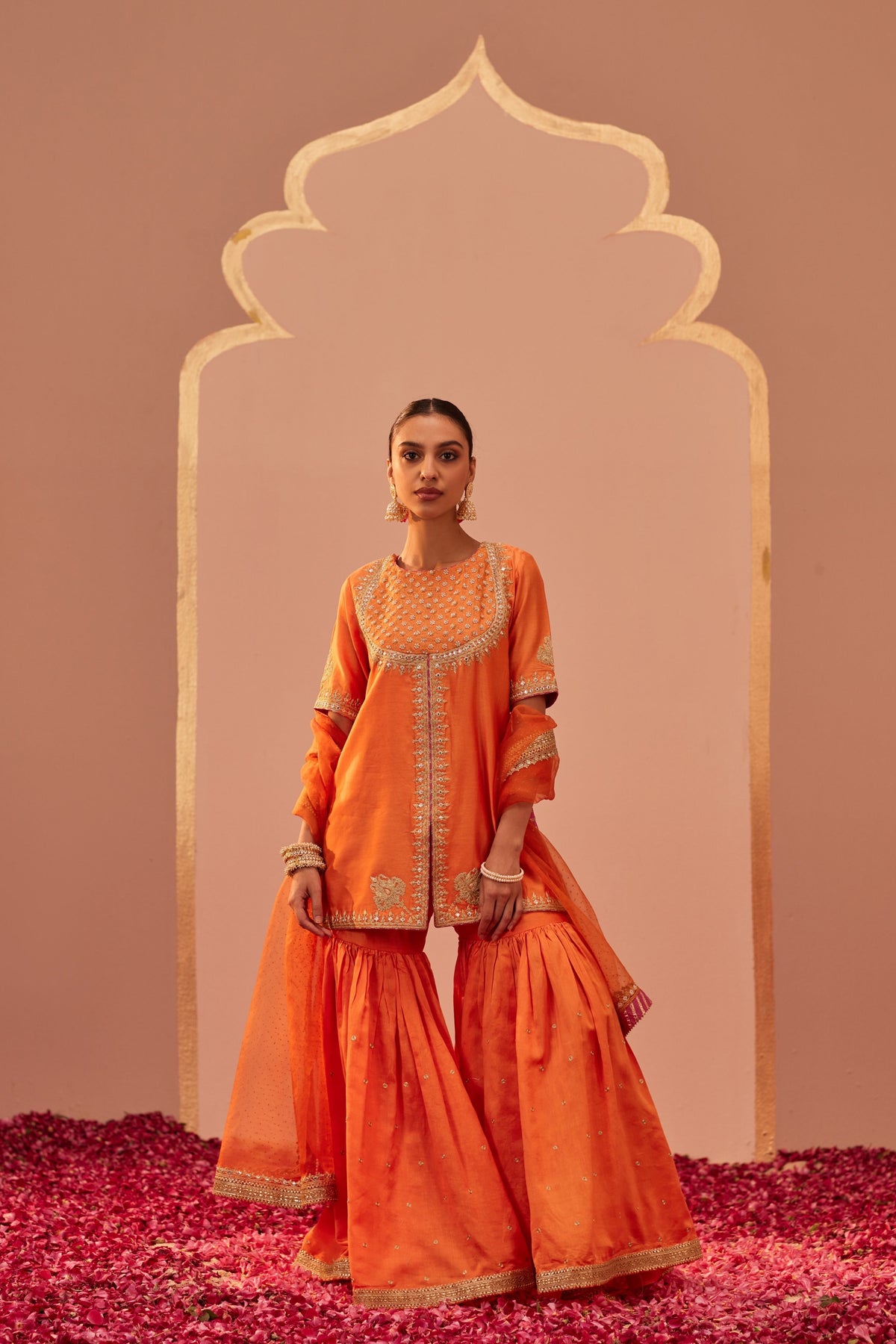 Suhair Orange Sharara Set