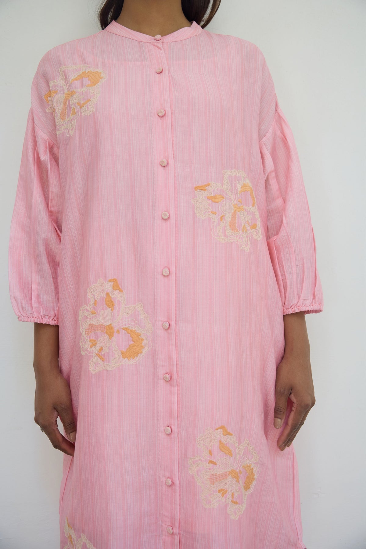 Embroidered Pink Chanderi Tunic