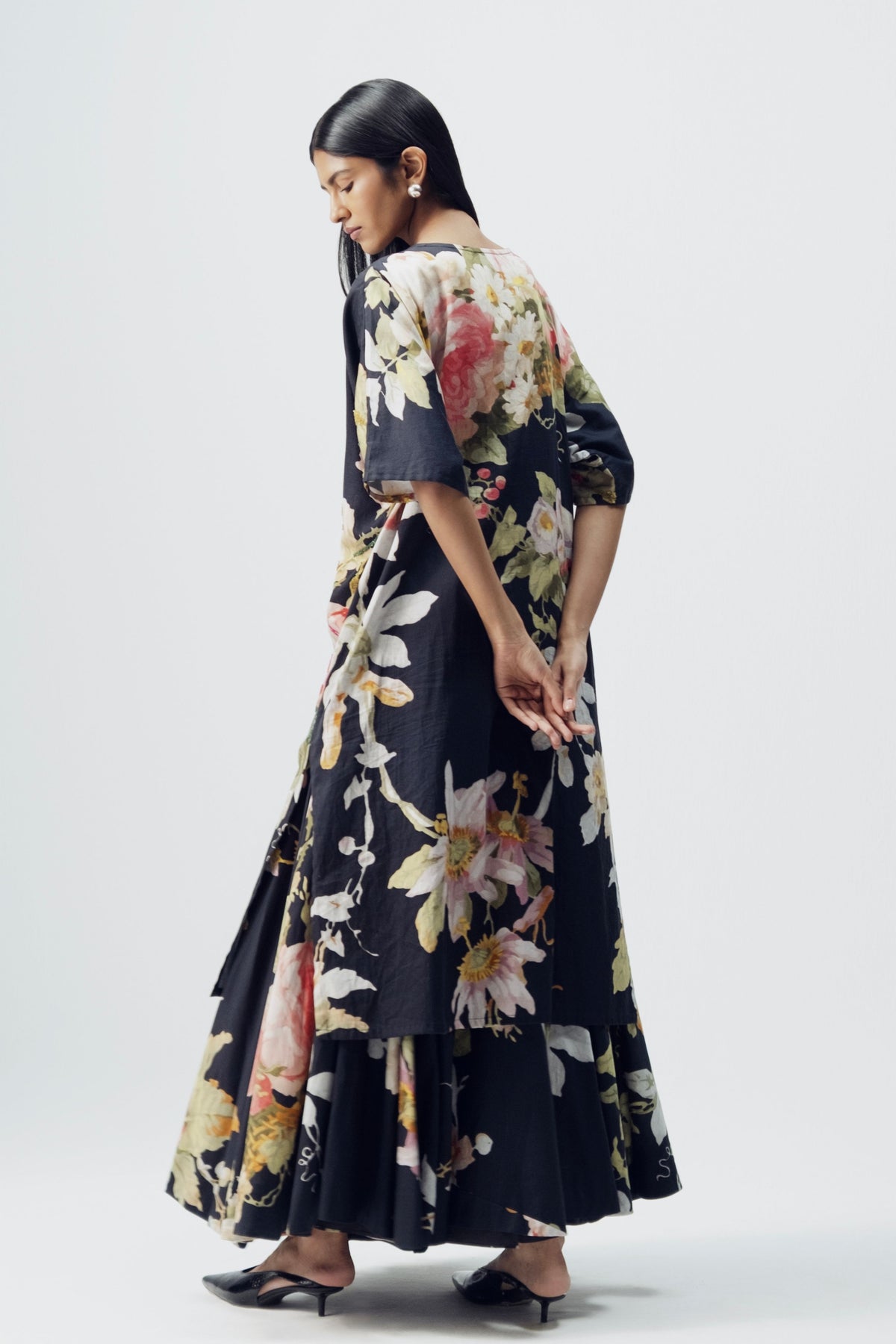 Carmine Embroidered Kurta and Skirt Set