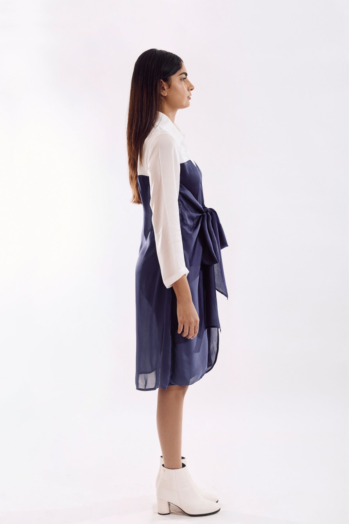 Indigo Half Tie Dress