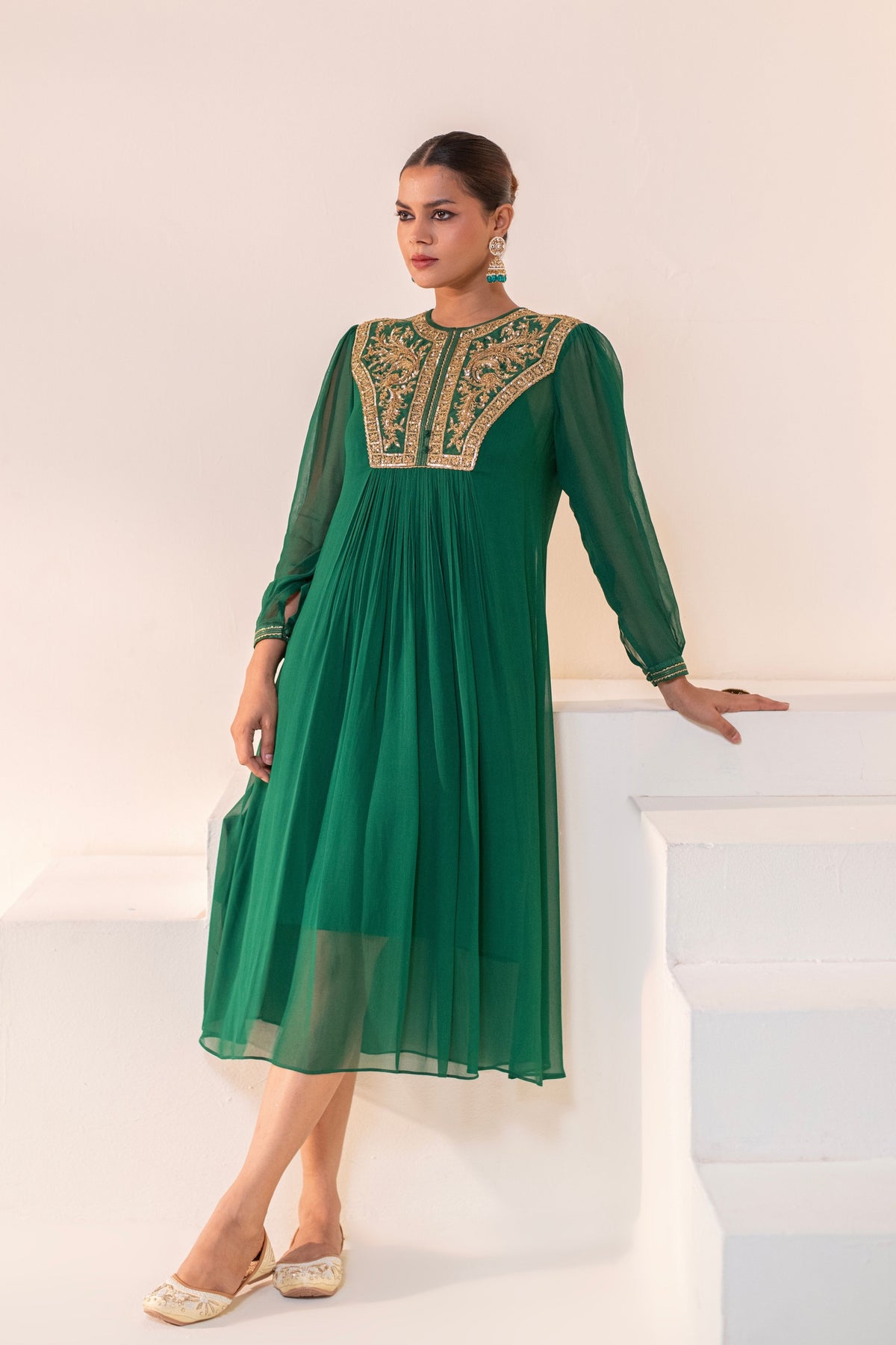 Emerald Green  Embellished  Dress
