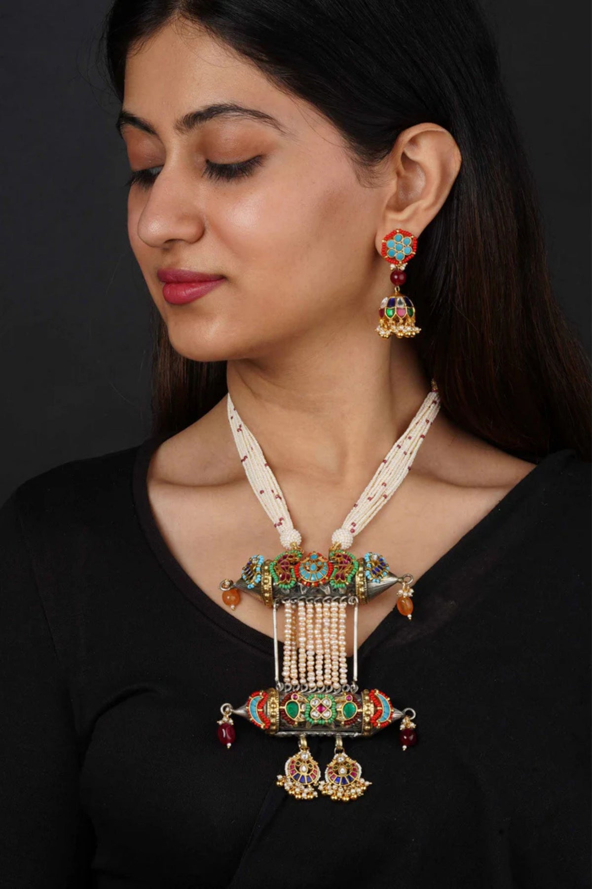 Multicolor Tribal Necklace Set