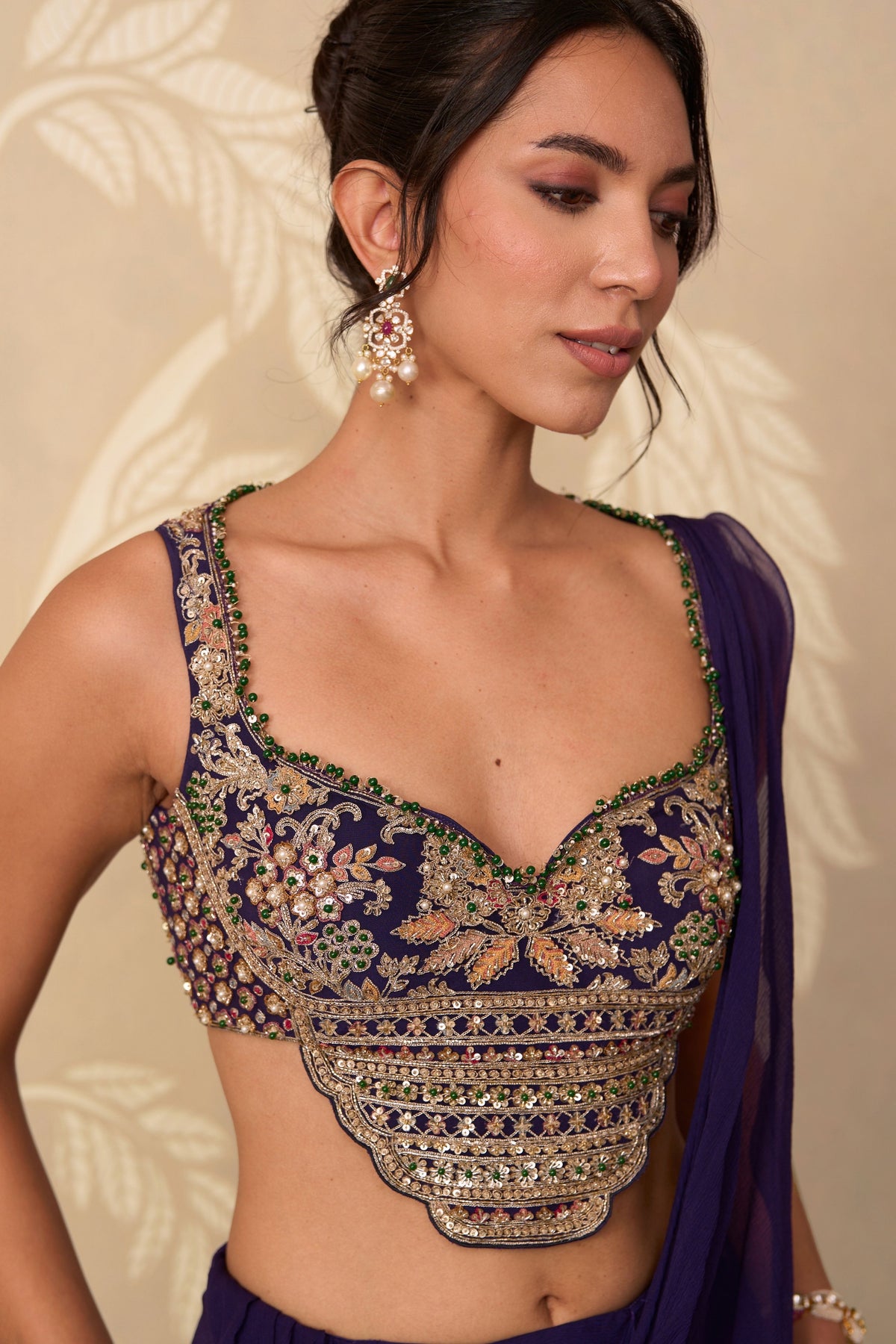 Purple Knot Saree Set