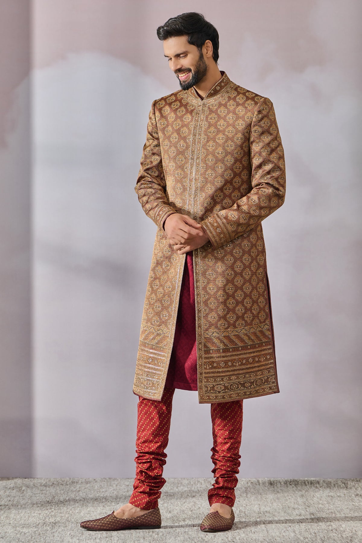 Phulkari Inspired Printed Sherwani Set