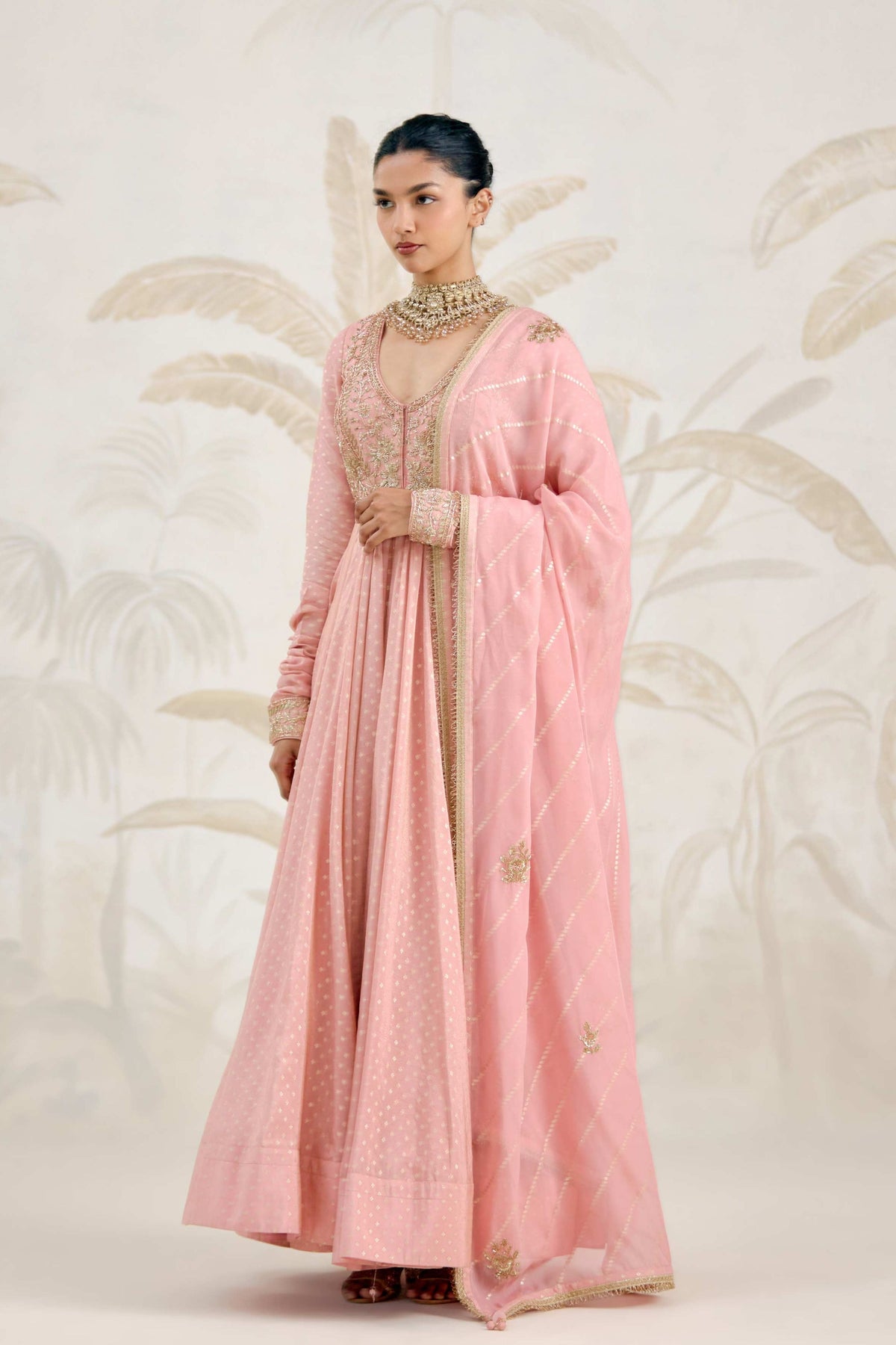 Old Rose Pink Anarkali Set