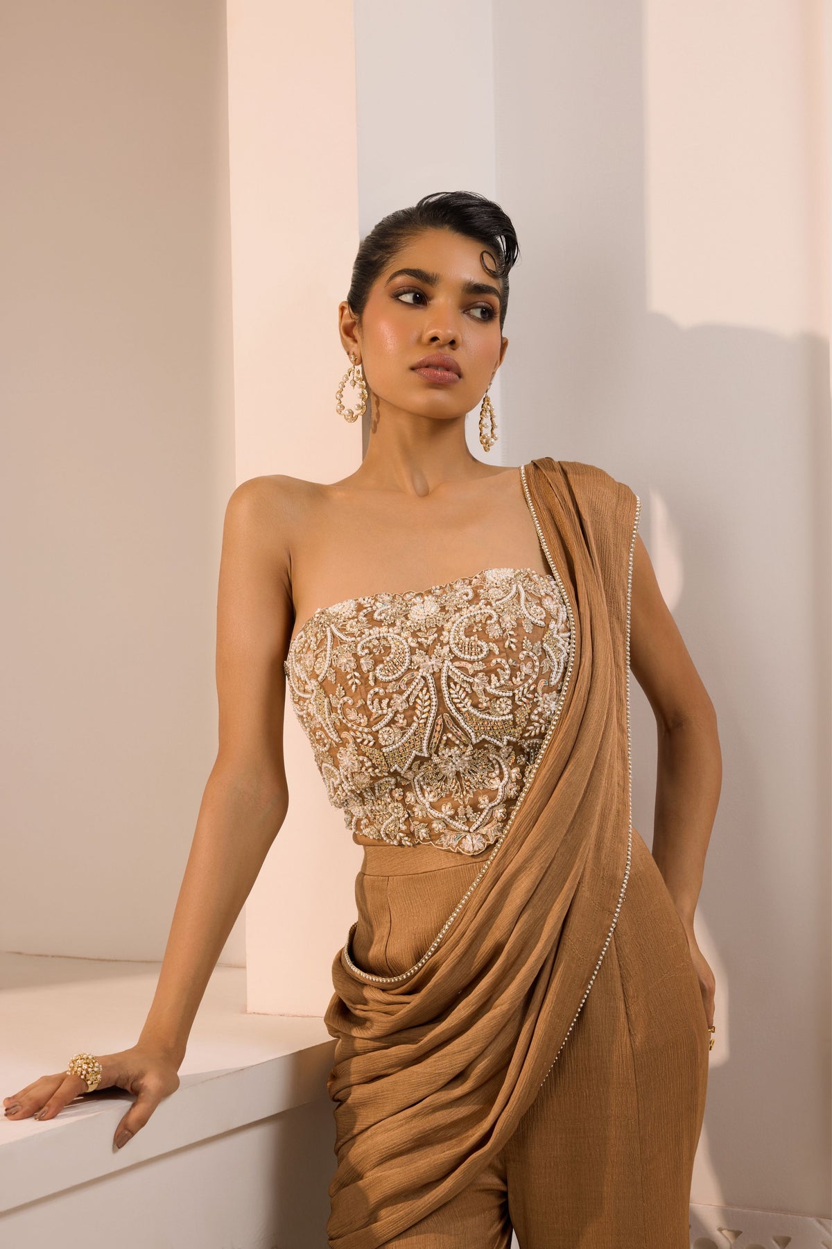 Zena Palazzo Draped Saree Set