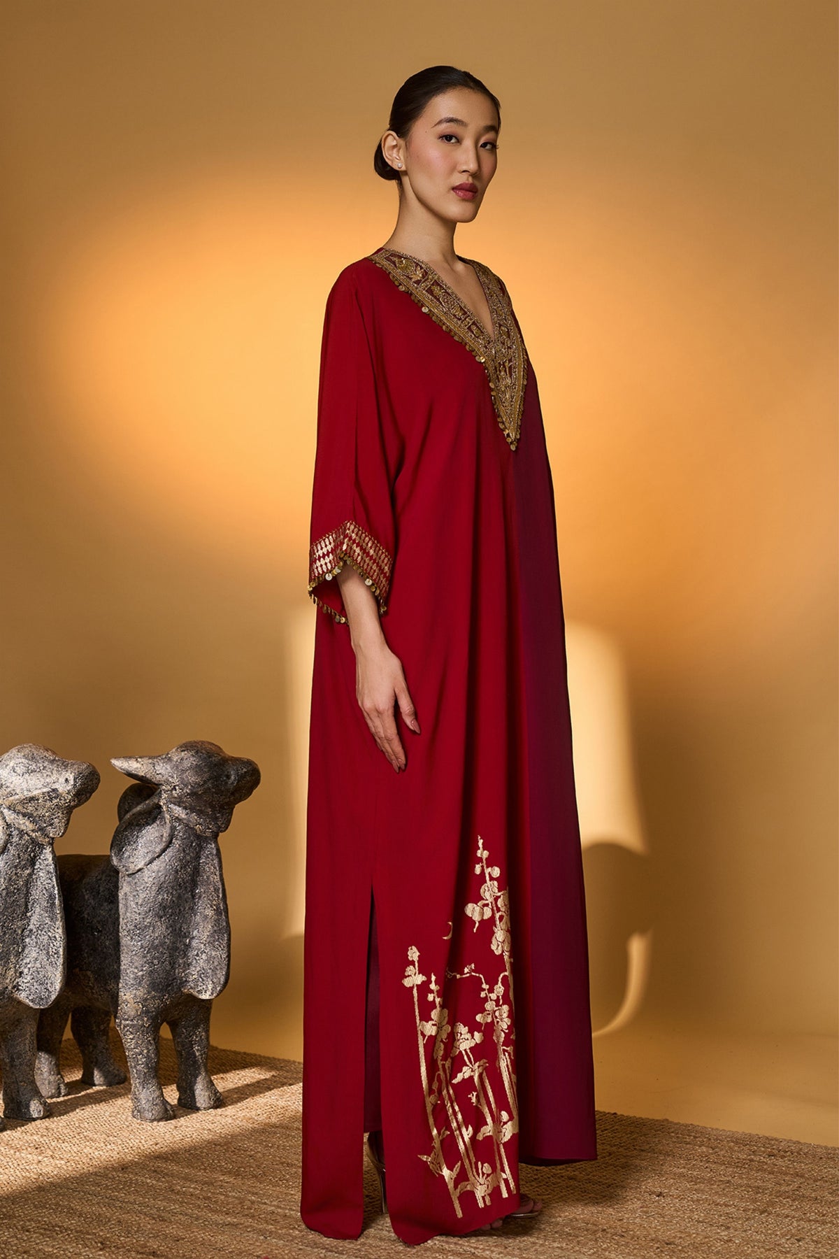 Red Plum Moonlight Melody Kaftan