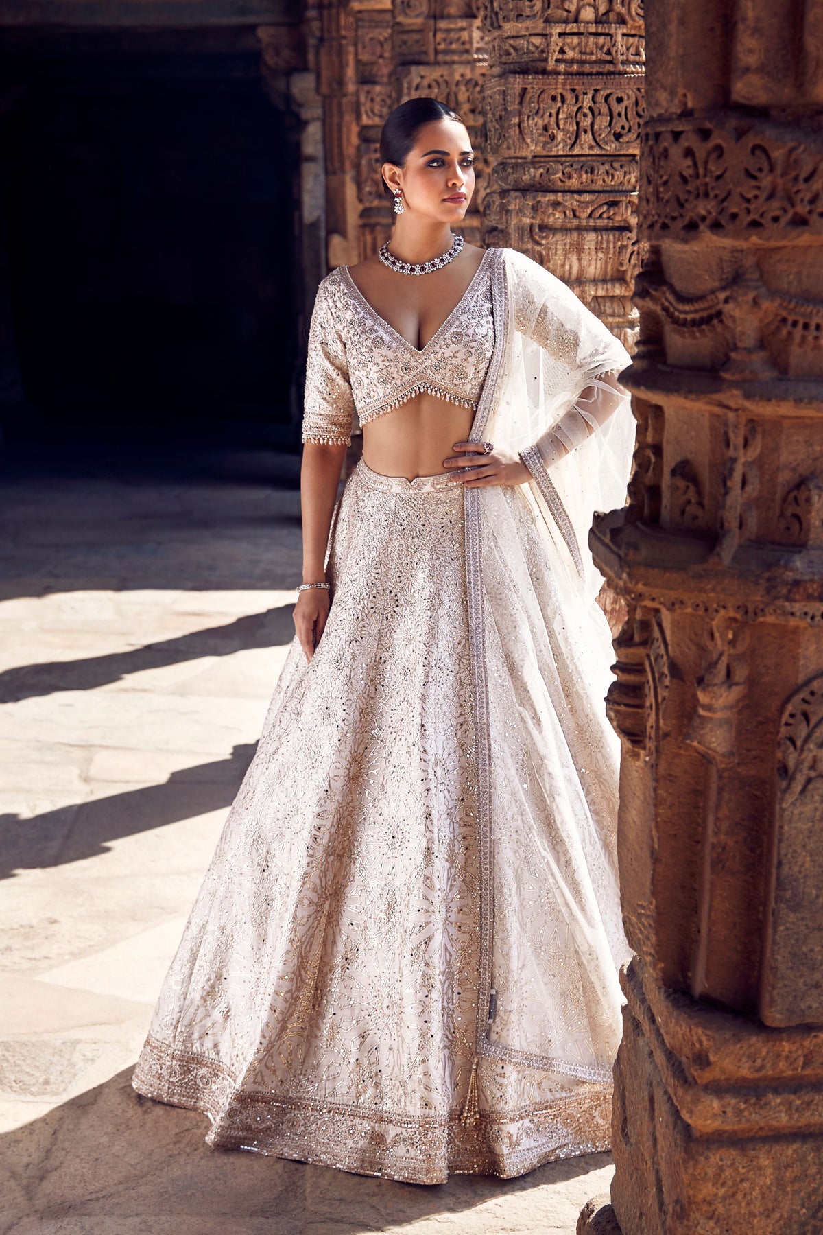 The Turkish Gota Ekru Lehenga Set