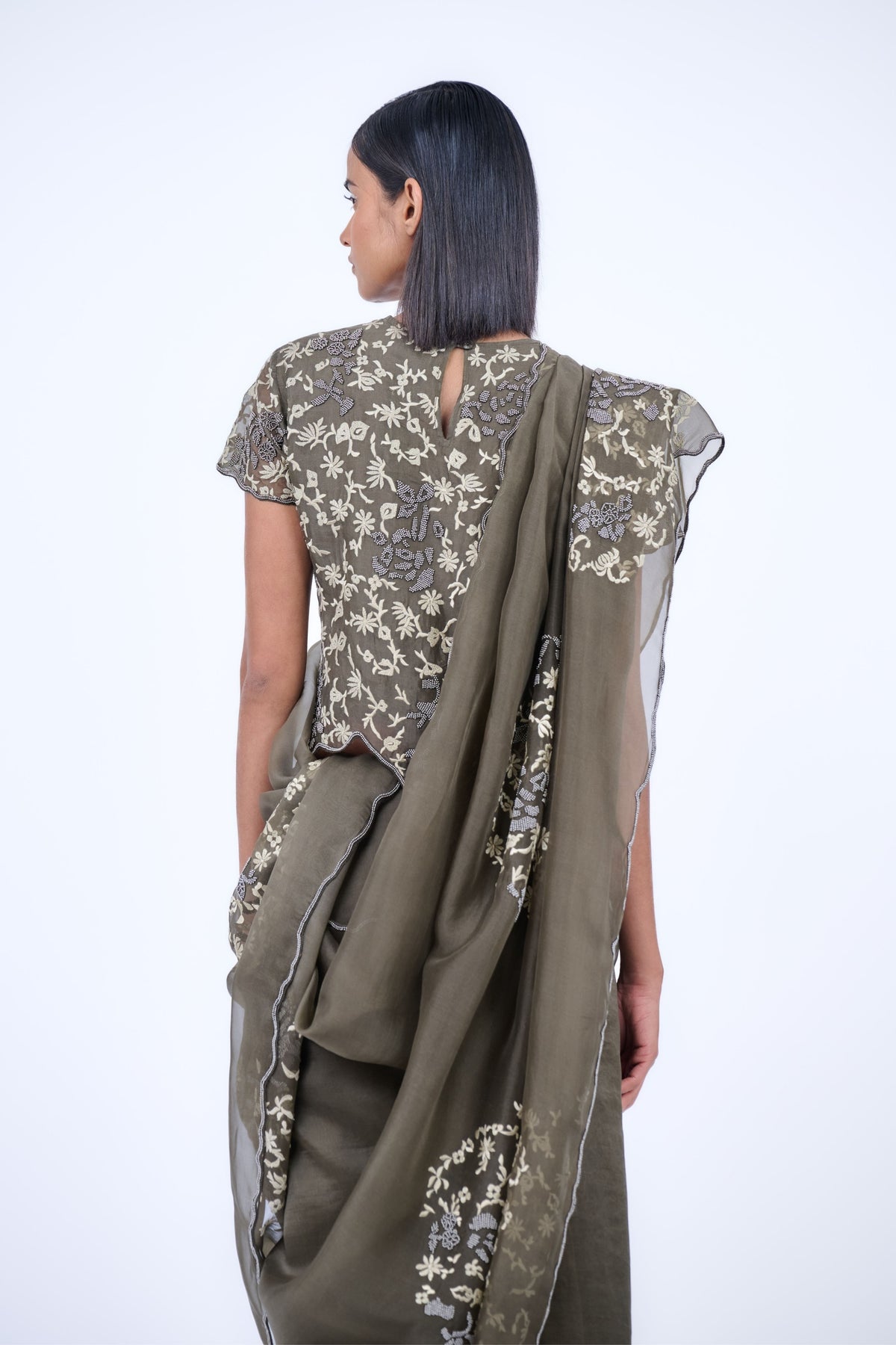 Silk Organza Khaki Blouse