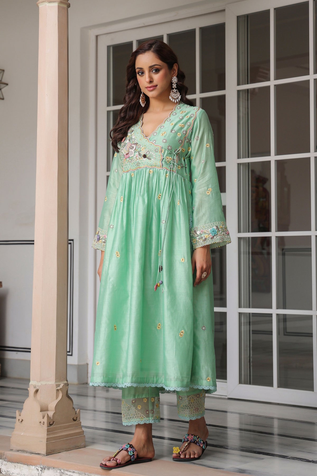 Gulzar Green Frockstyle Kurta Set