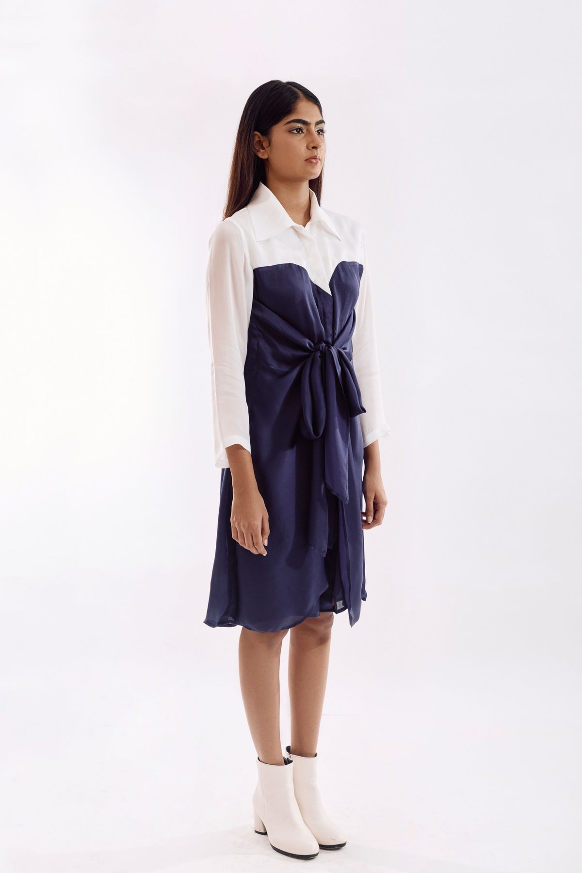 Indigo Half Tie Dress