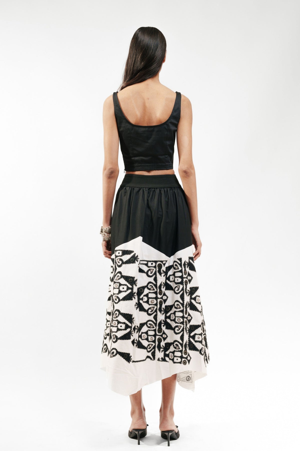 Monochrome Appliqué Skirt