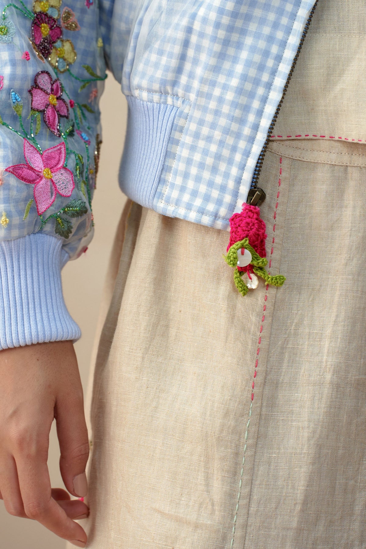 Emilie Gingham Bomber Jacket