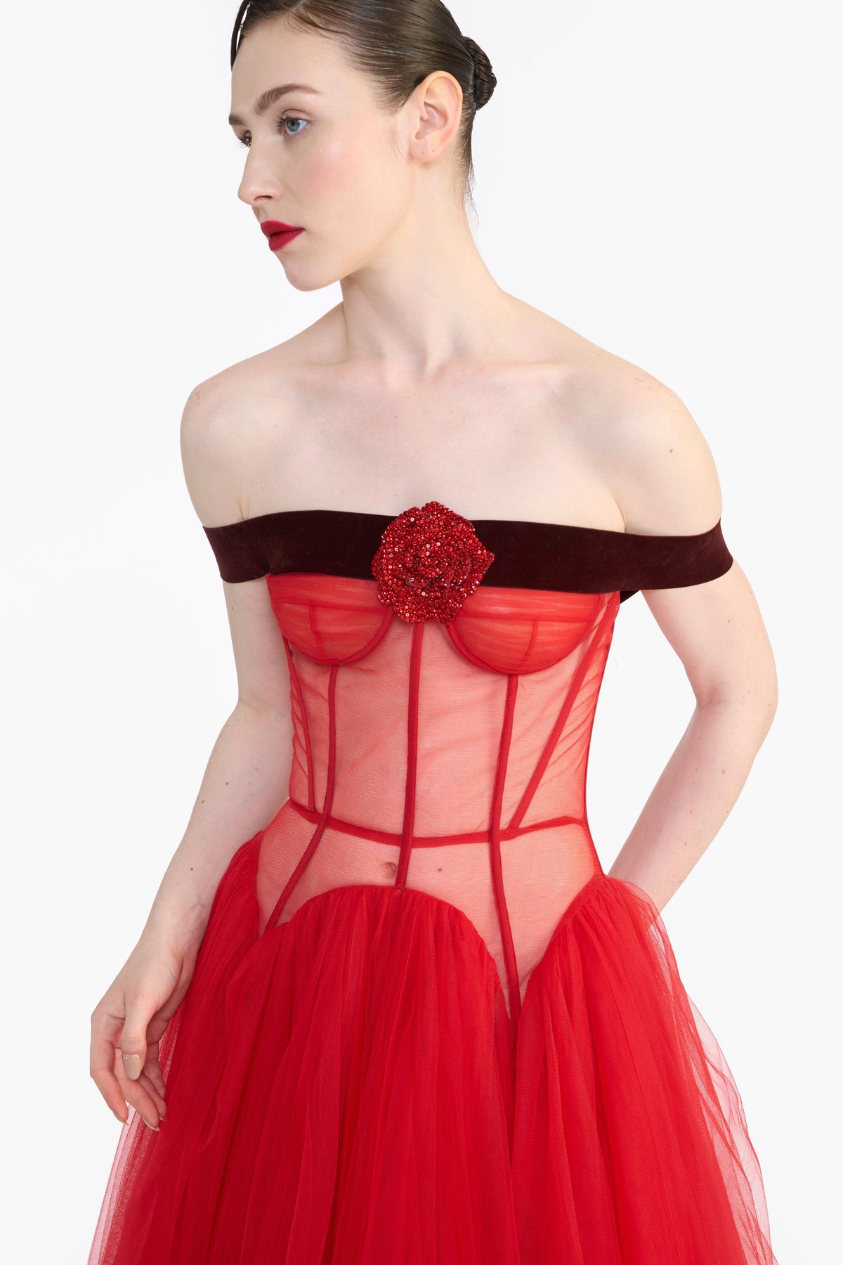 Drop Waisted Corseted Midi Dress