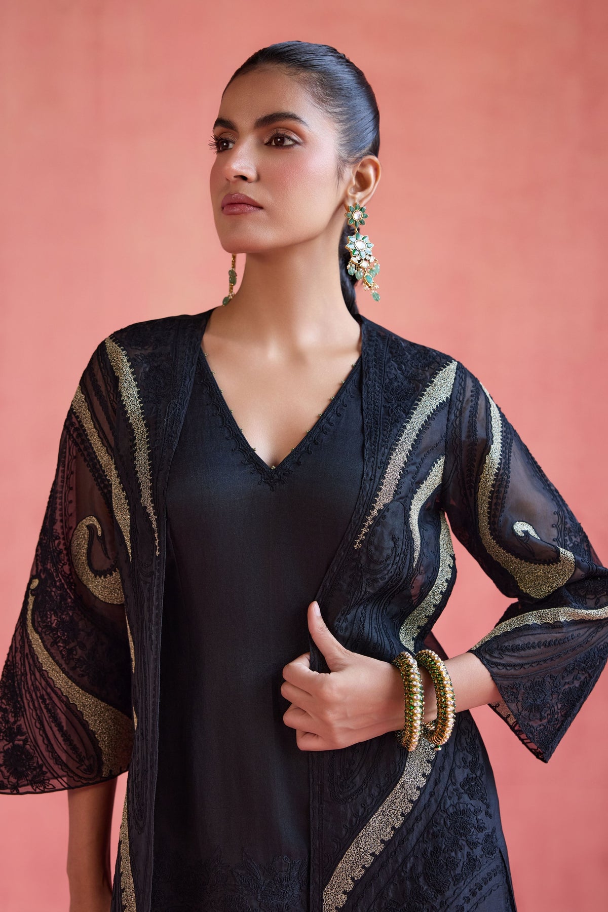 Shireen Black Jacket Set