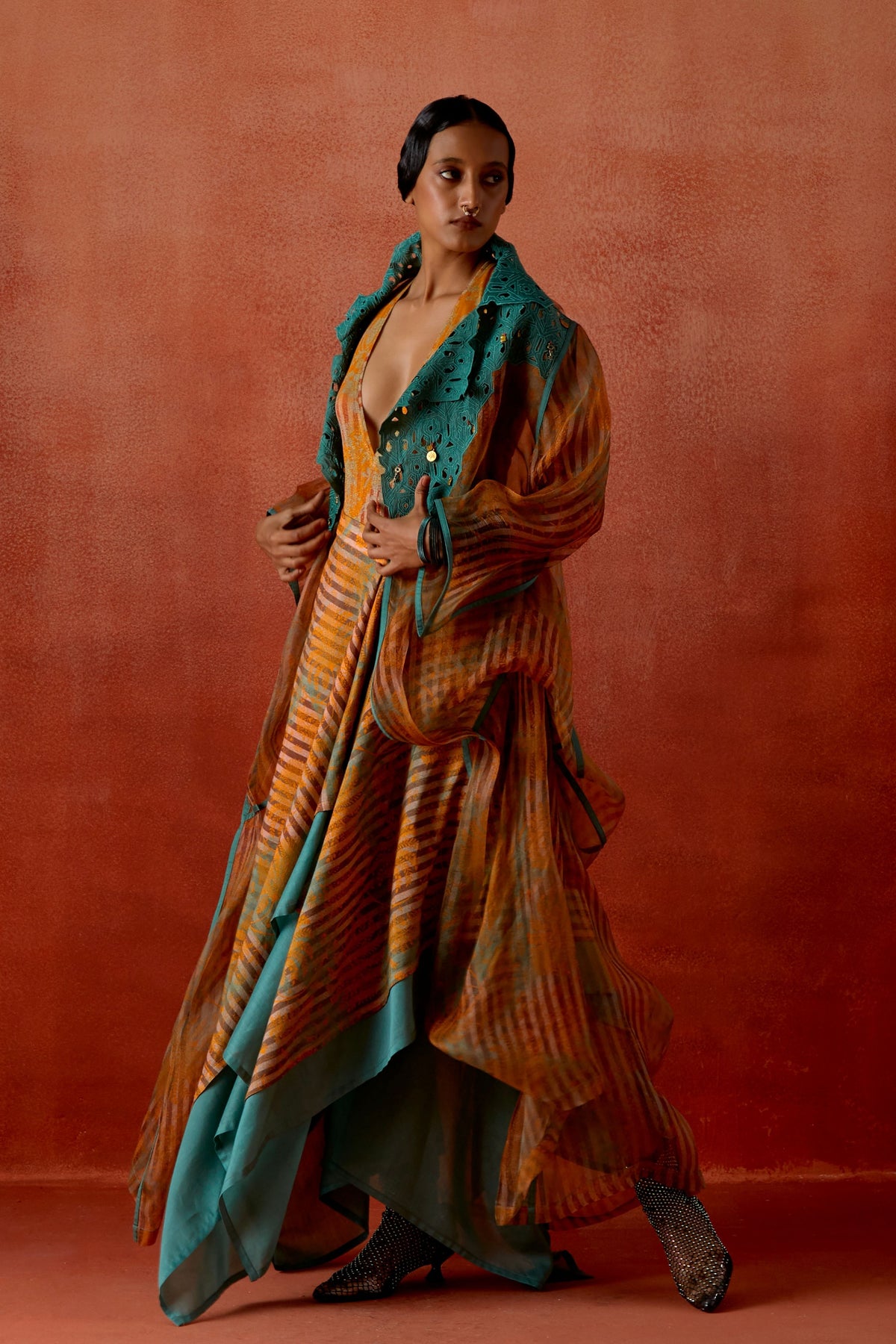 Printed Organza Skirt Set