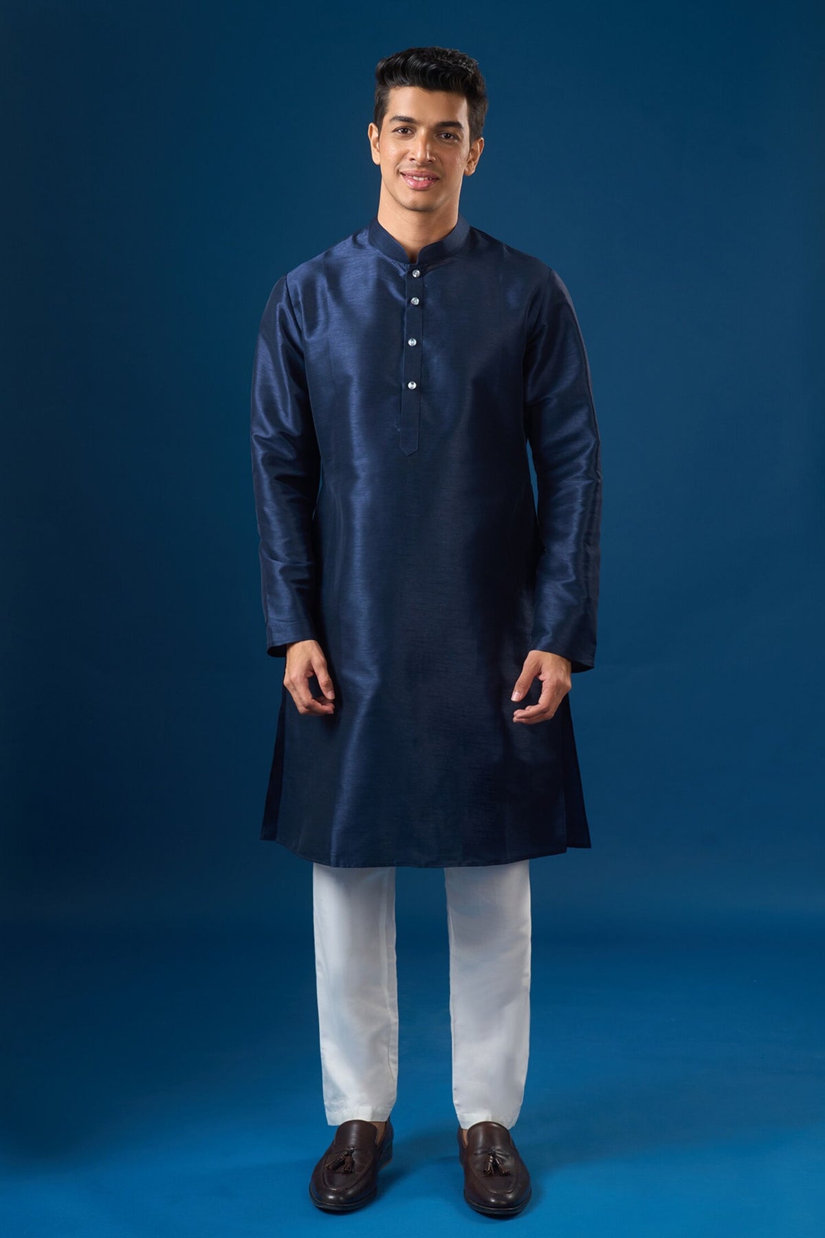 Royal Blue Kurta-bundi Set