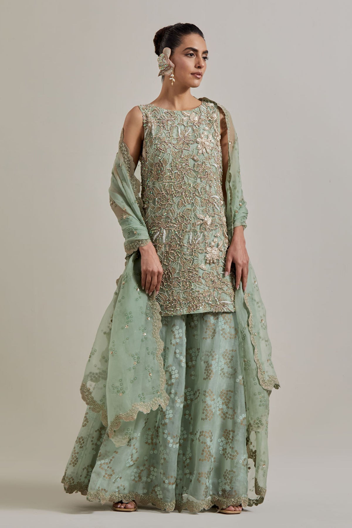 Green Sharara Set