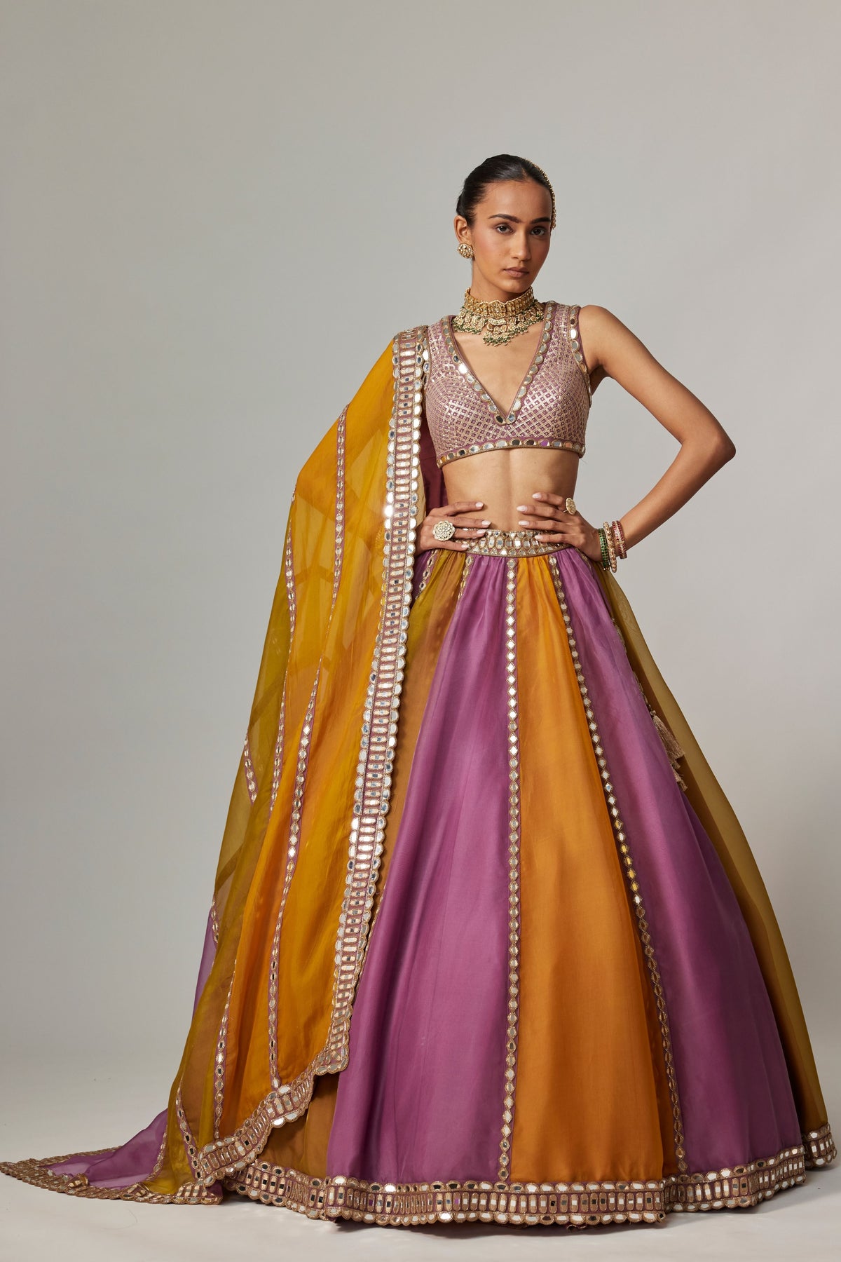 Mustard Multicolor Lehenga Set