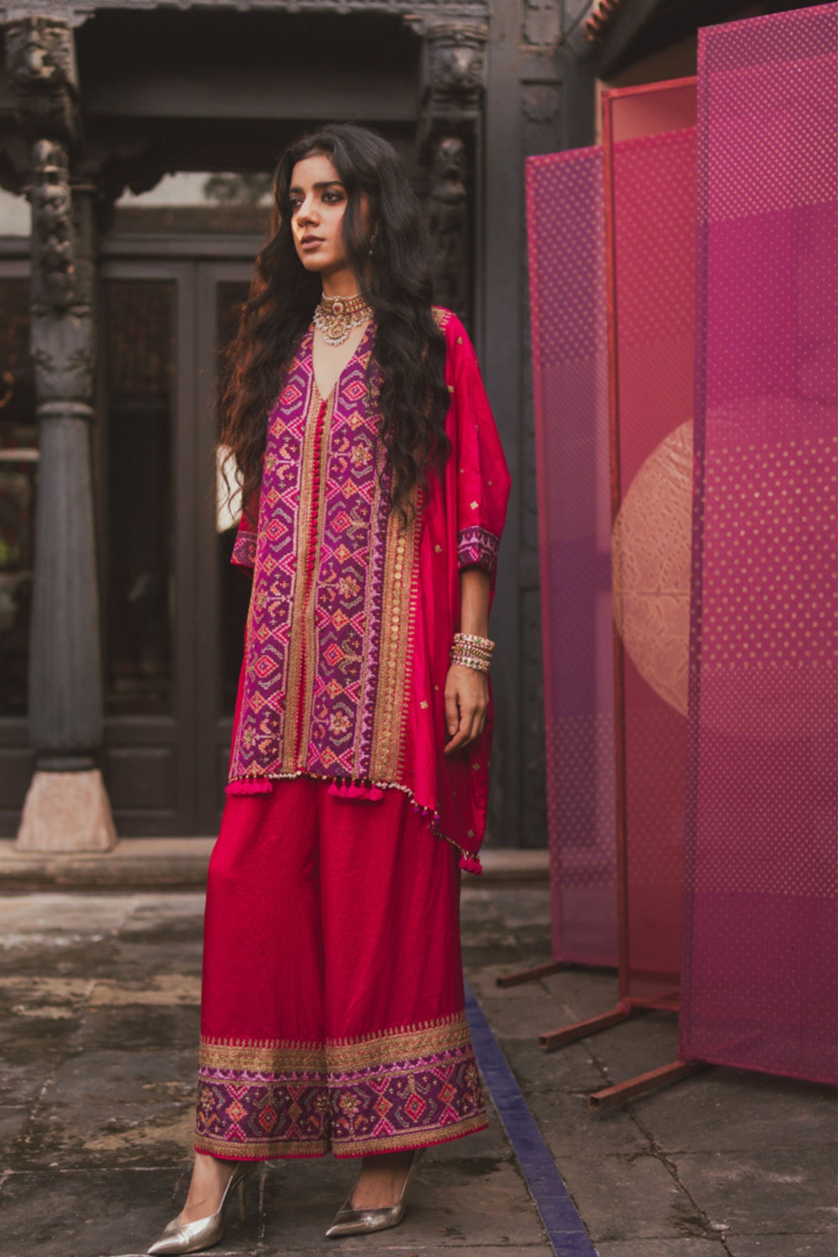 Vaishali Pink Kaftan Set