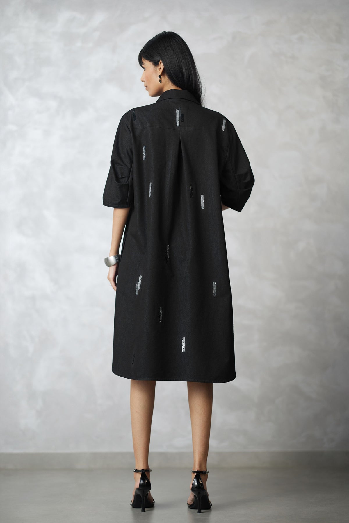 Bubble Sleeve Lounge Black Dress