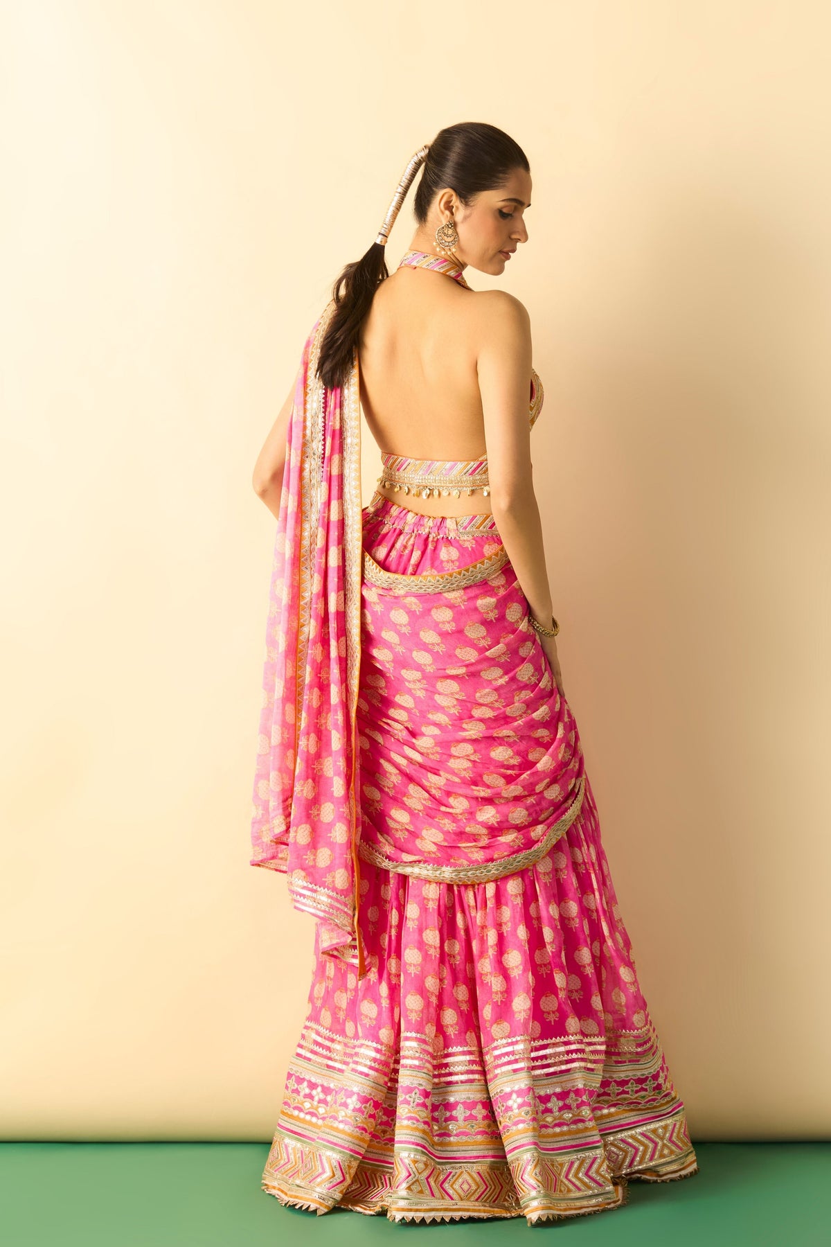 Labdhi Pink Draped Saree Set