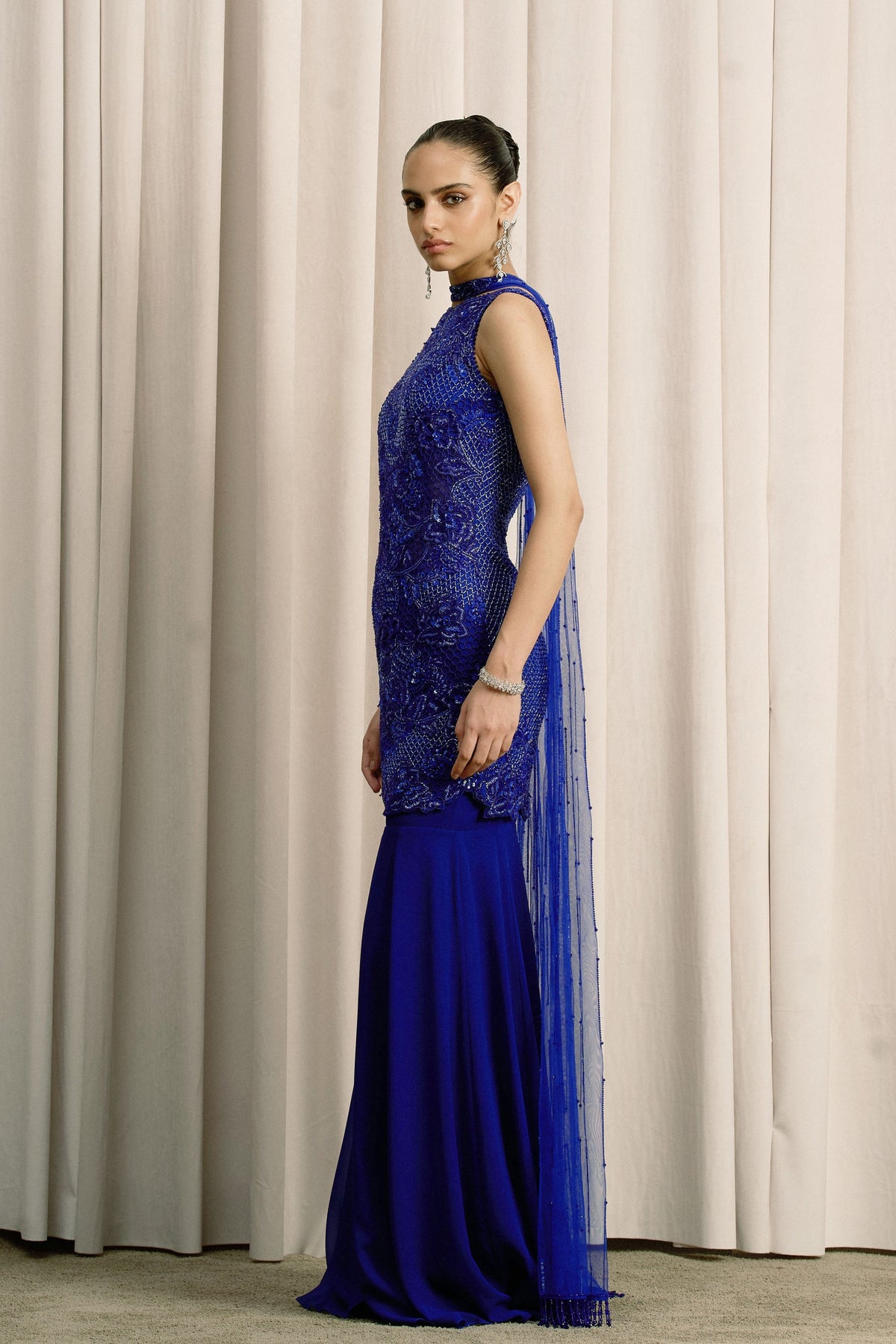 Royal Blue Embellished Sharara Set