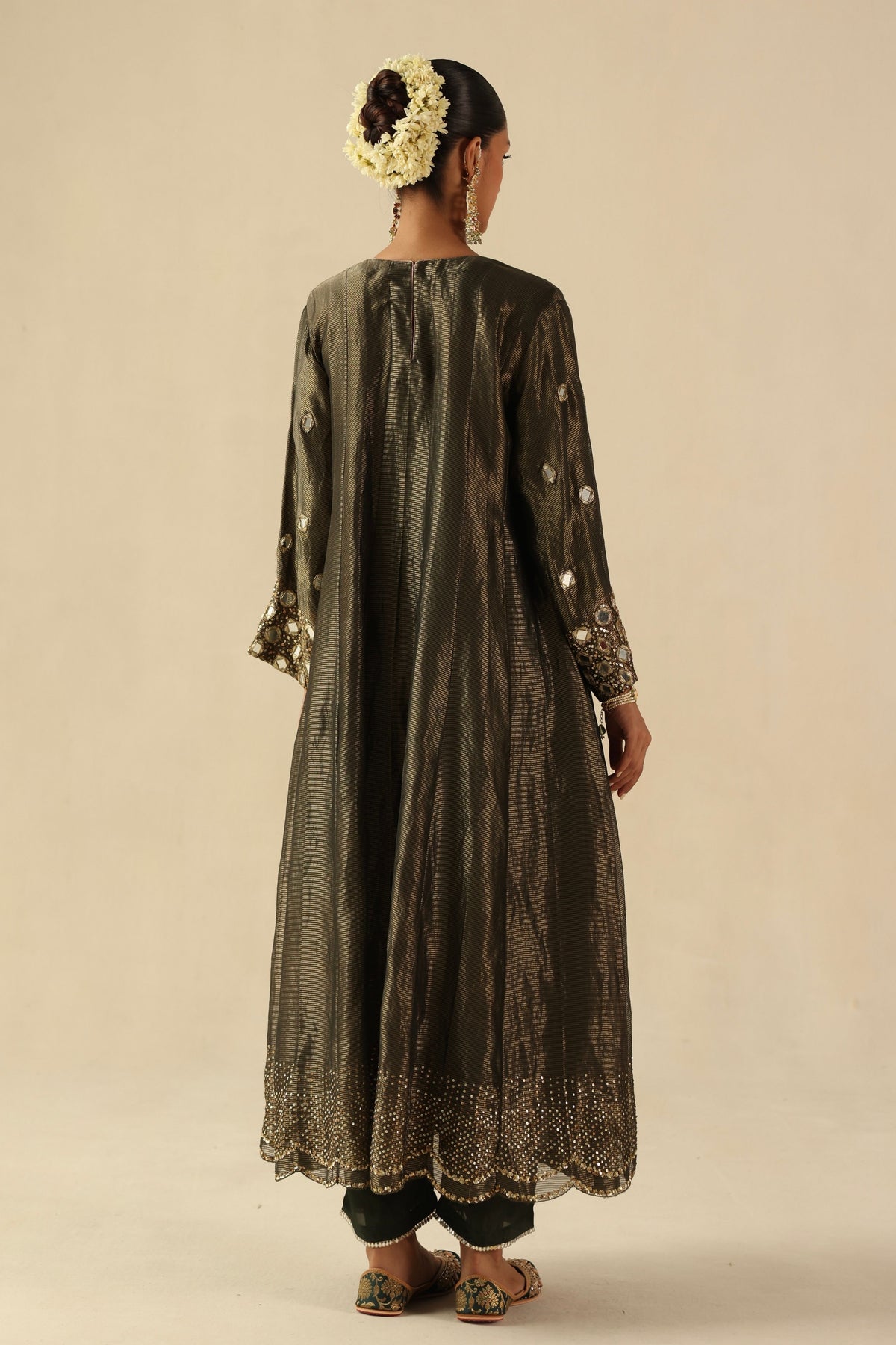 Olive Green Afsana Kalidar
