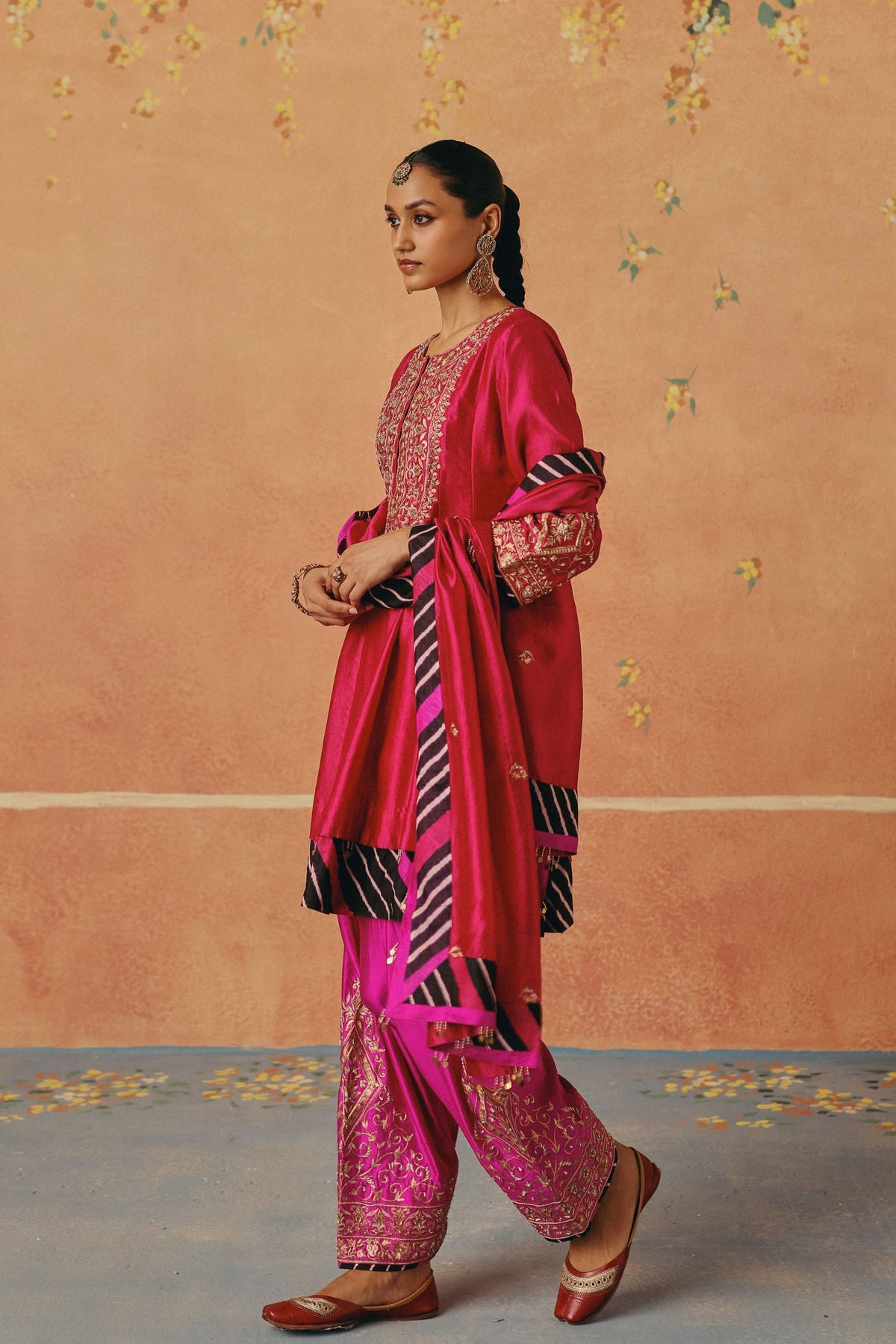 Red Rani Short Anarkali Set