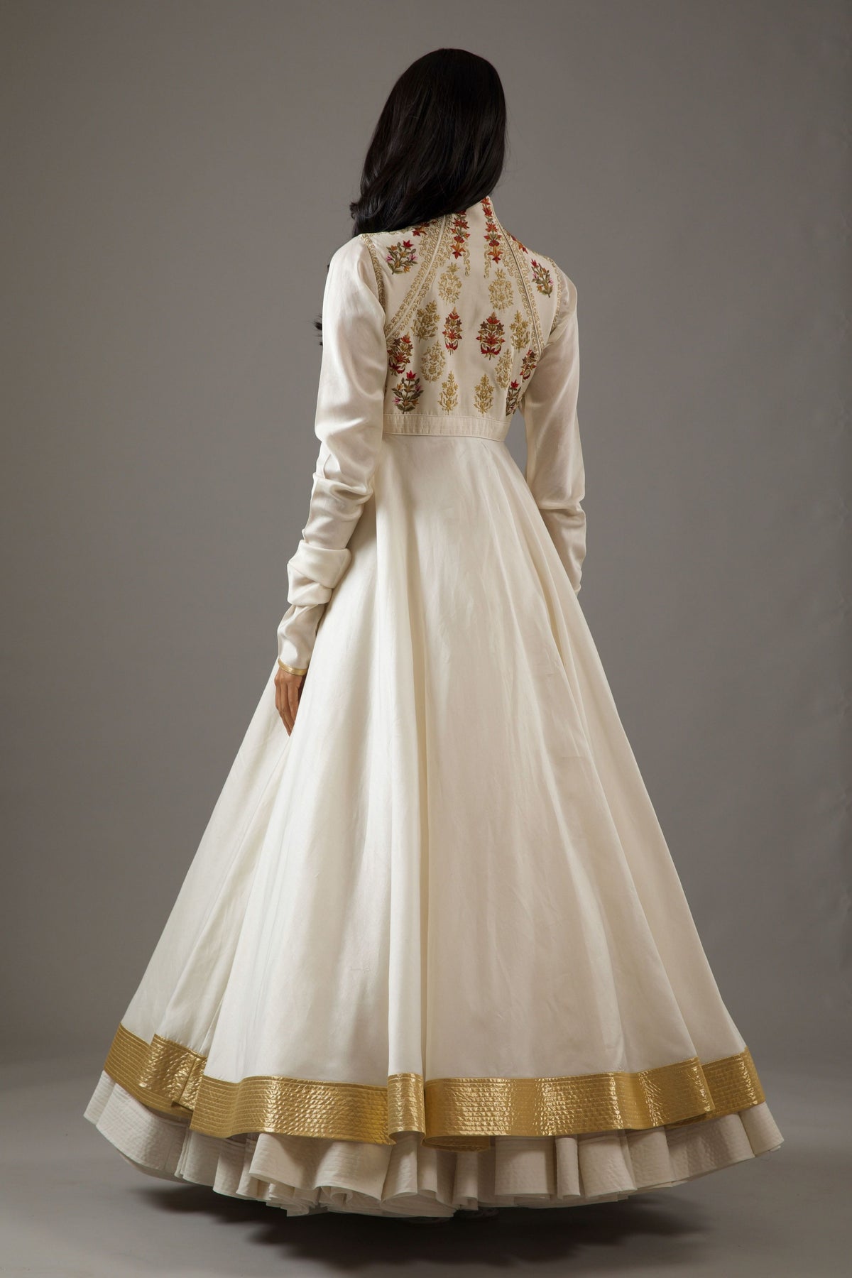 Chanderi Anarkali Set in Ivory
