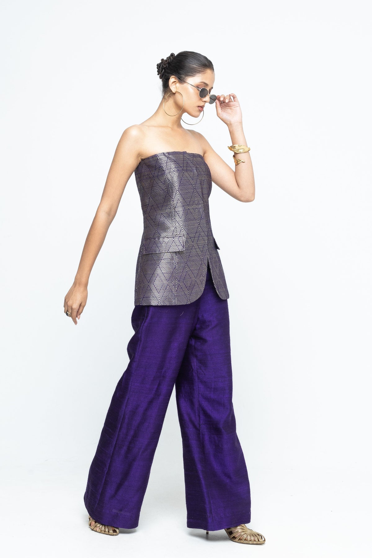 Tiya Purple Tube Jacket Set