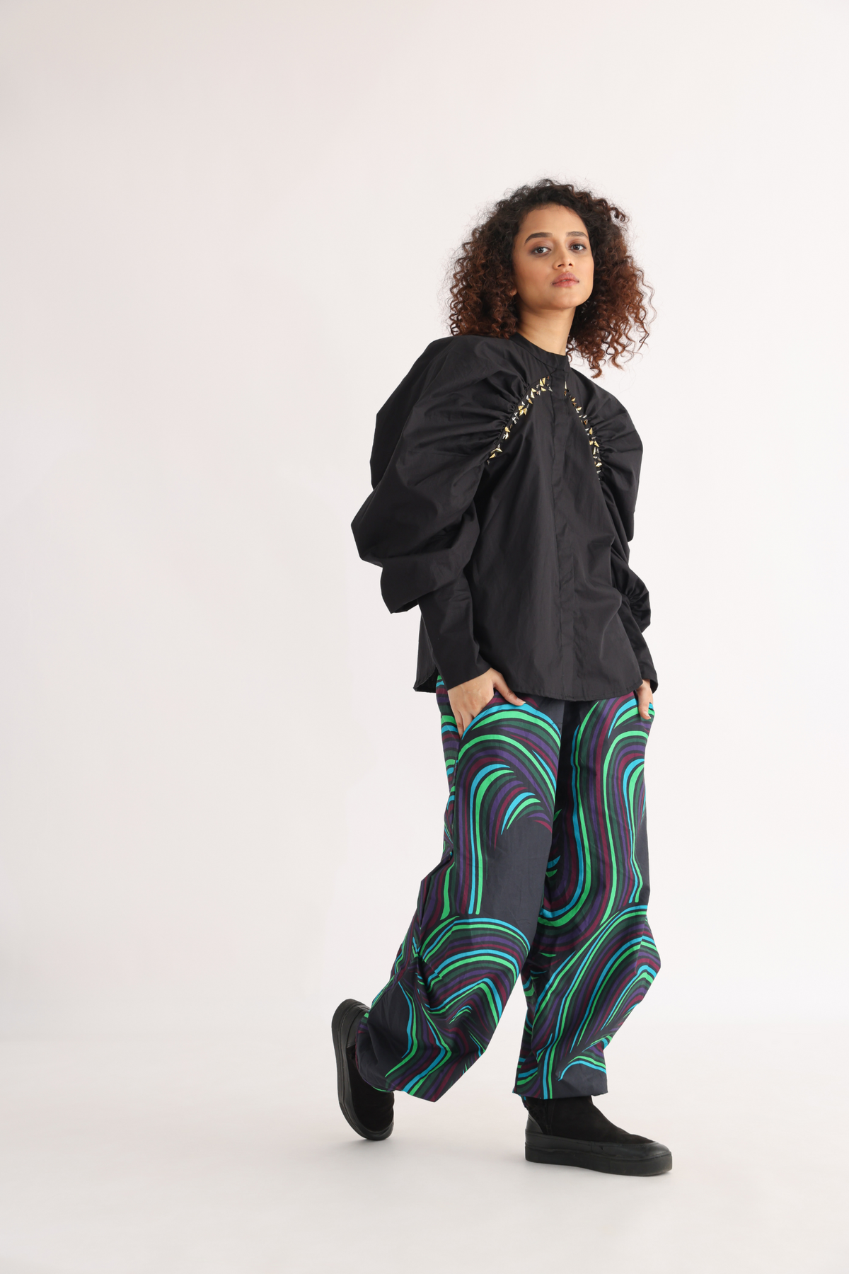 Raglan Puff Sleeves Shirt