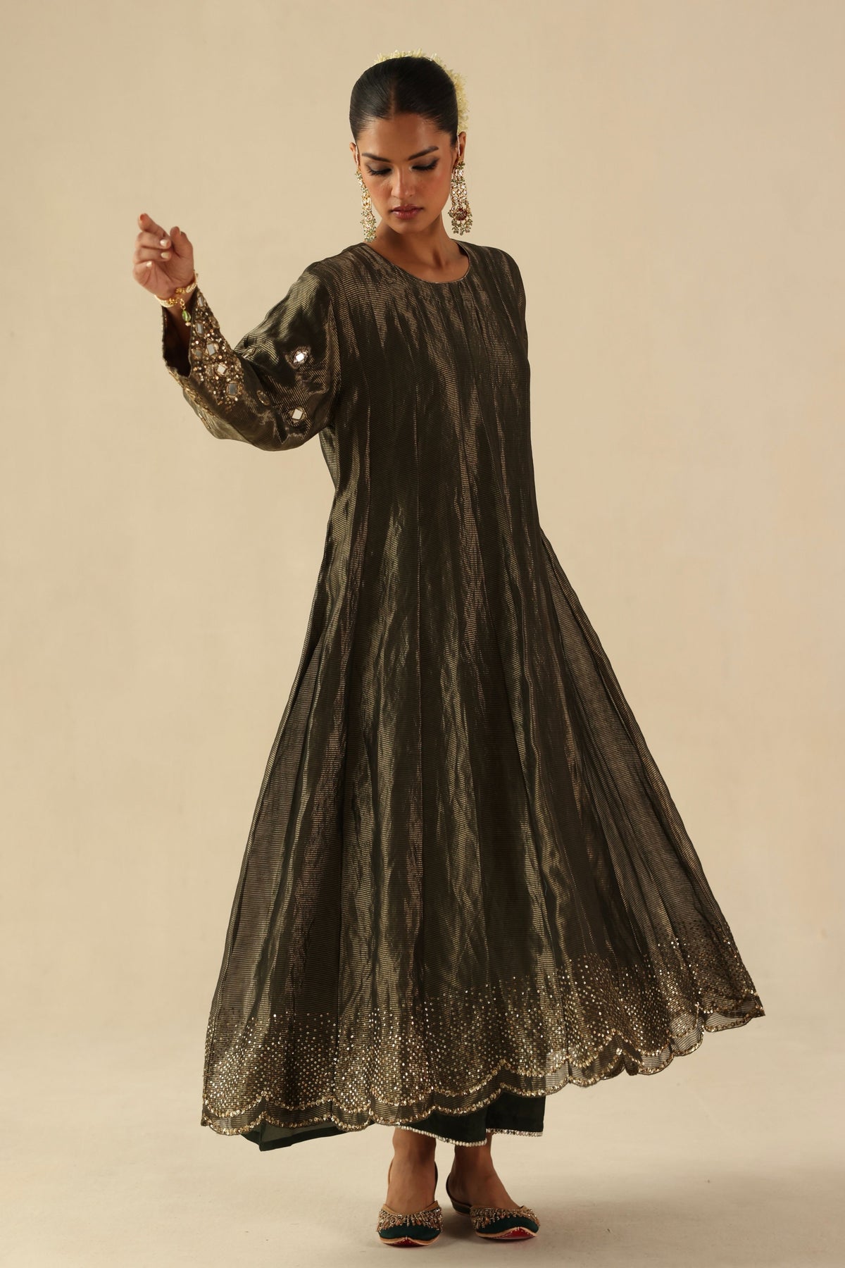 Olive Green Afsana Kalidar