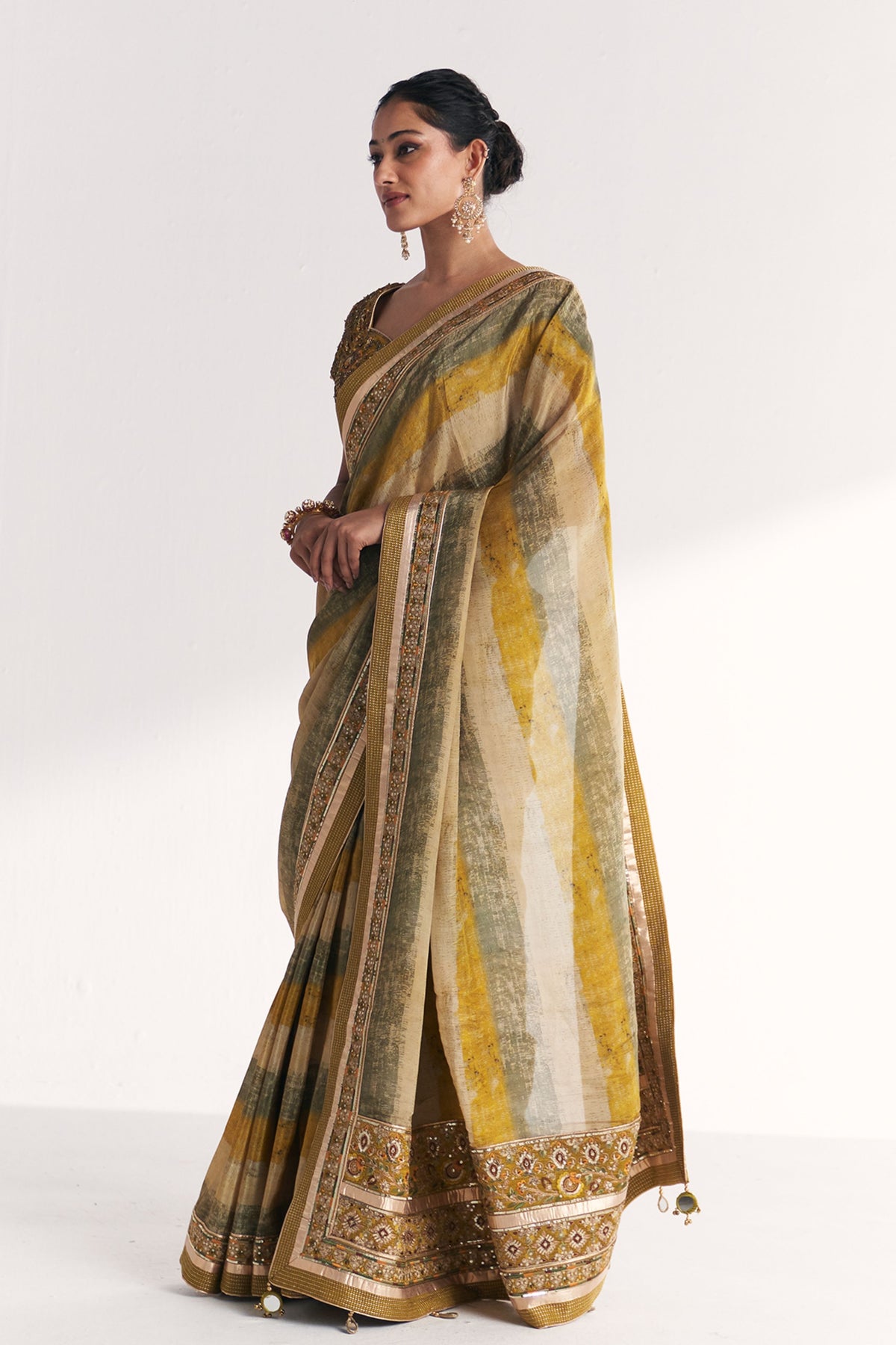 Kusum Lime Green Saree