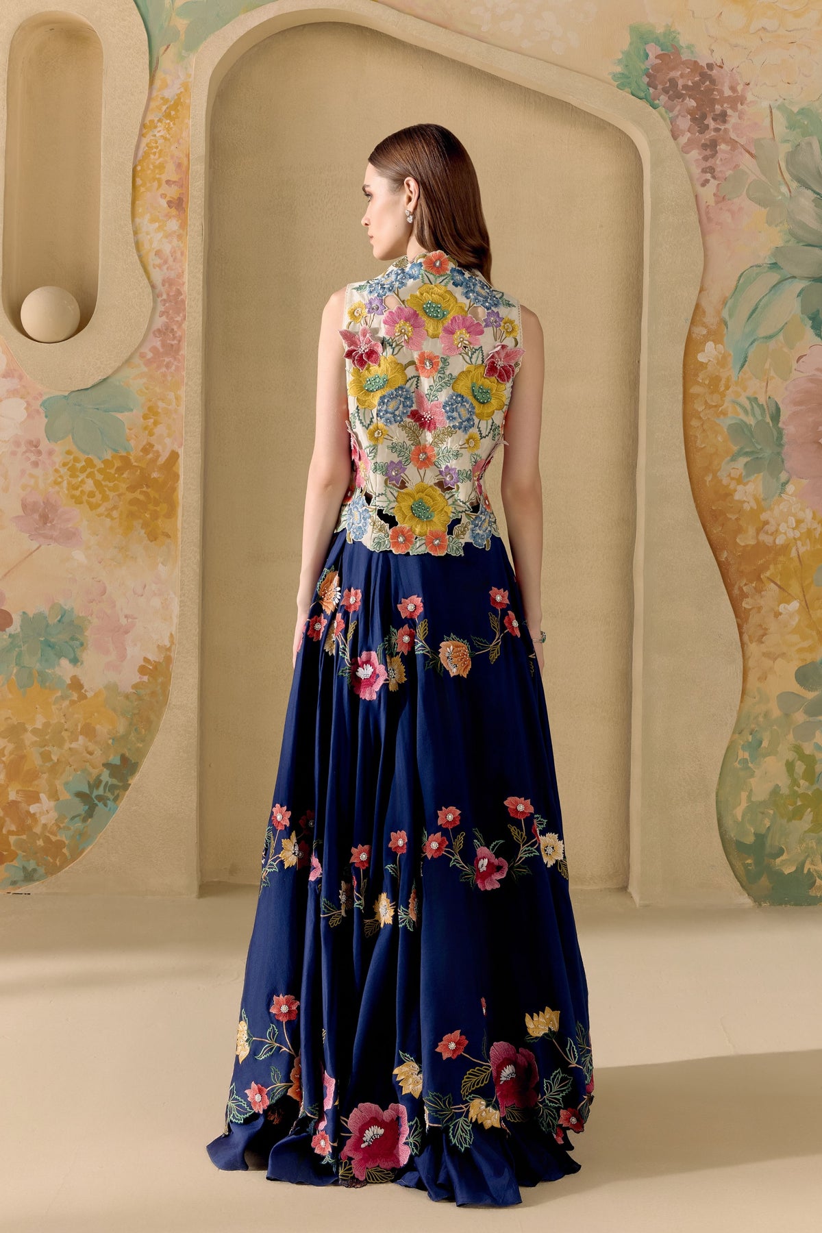 Indigo Fleur Layered Lehenga