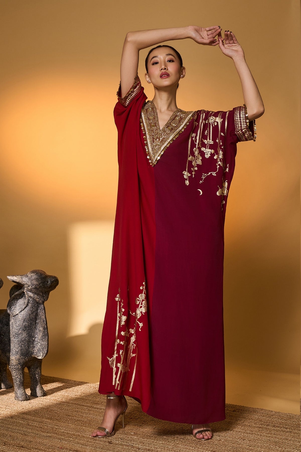 Red Plum Moonlight Melody Kaftan