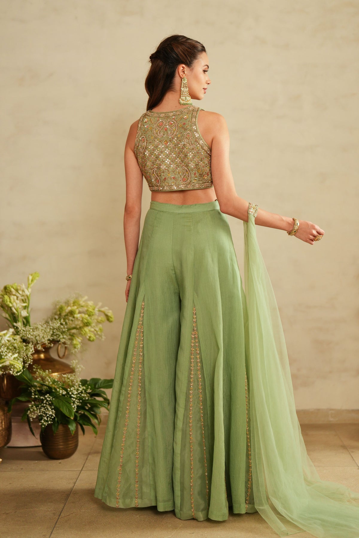 Aqua Green Kali Sharara Set