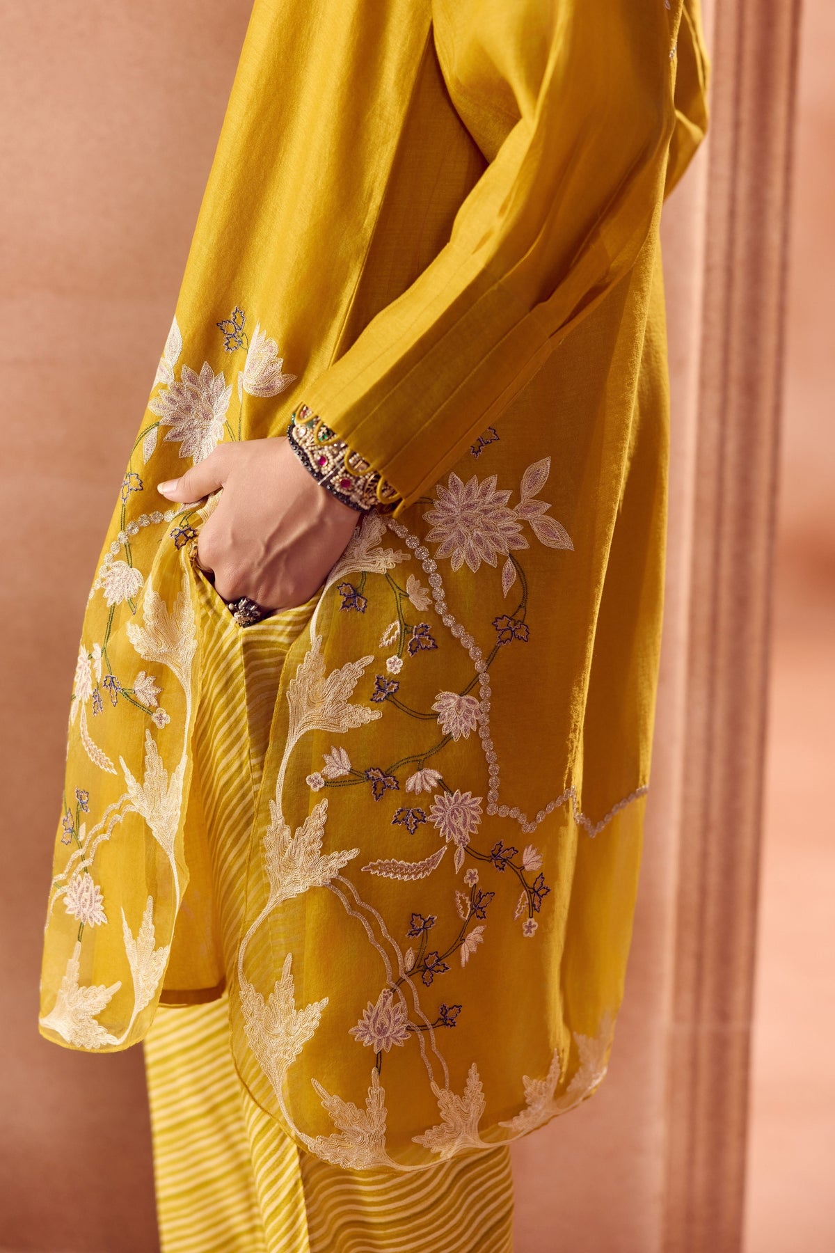 Mustard Embroidered Kurta Set