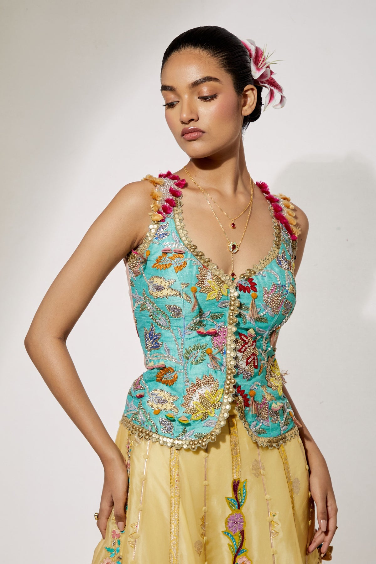 Aqua Corset Top