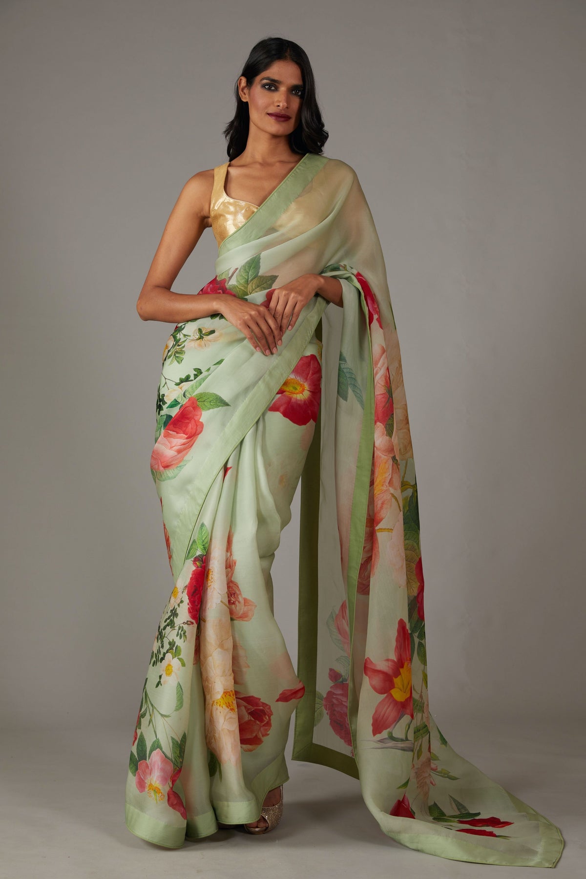 Mint Green Organza Saree