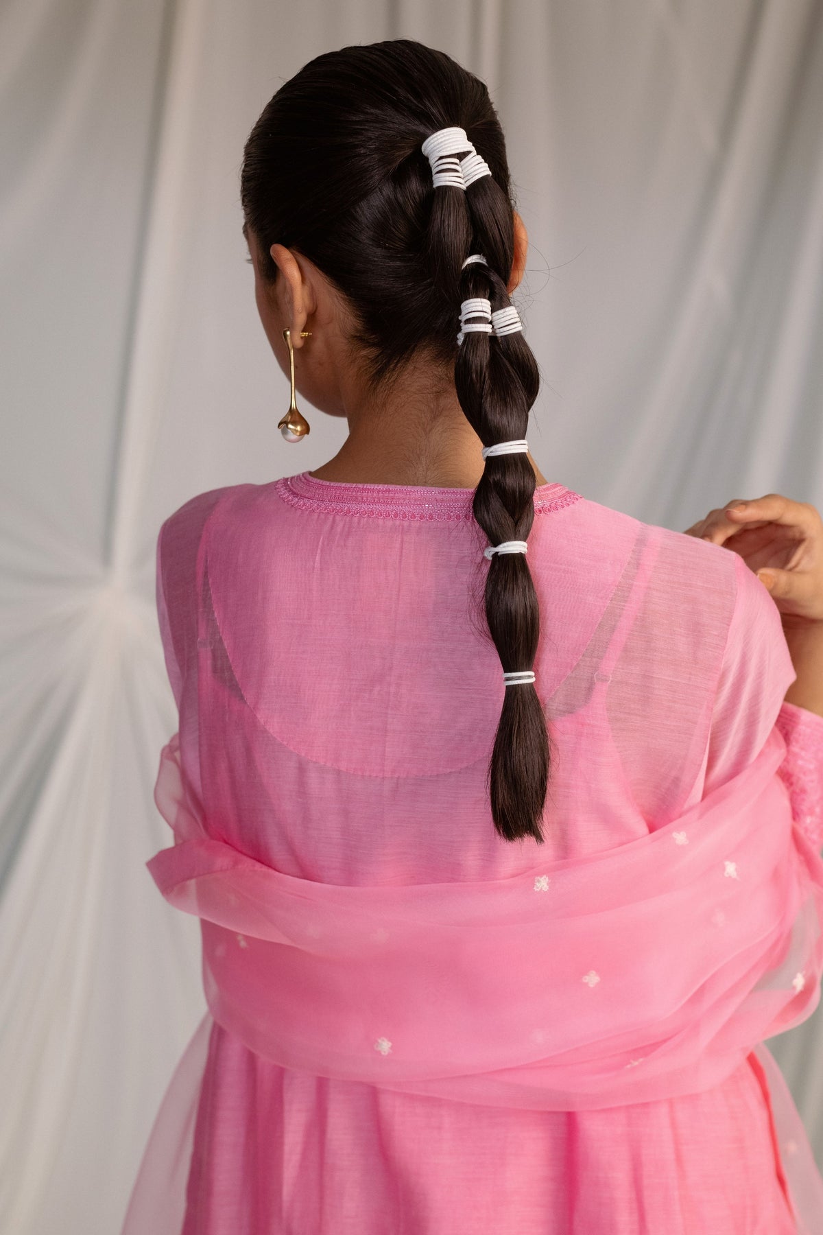 Pink Silk Embroidered Tunic Set