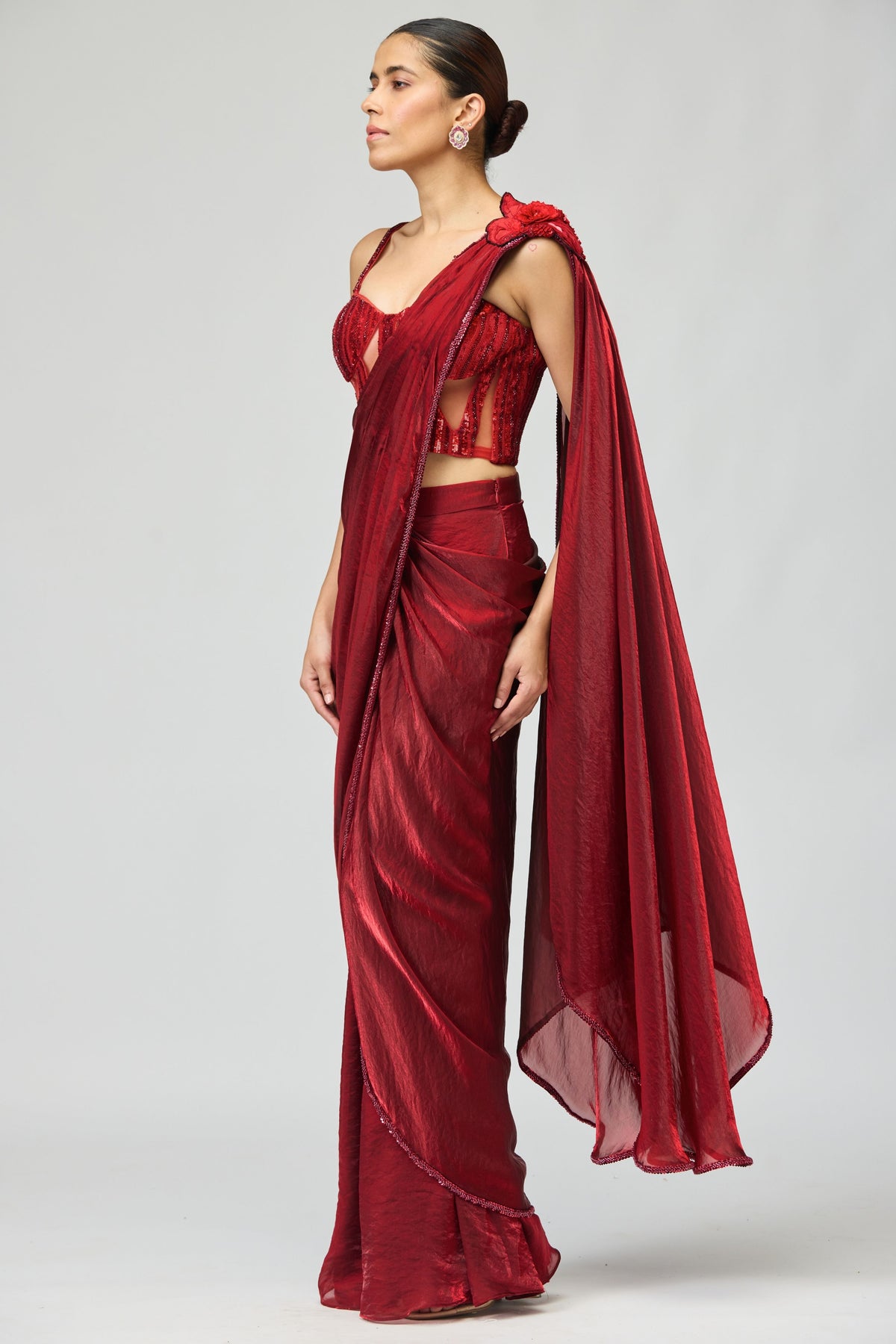 Red Saree Set