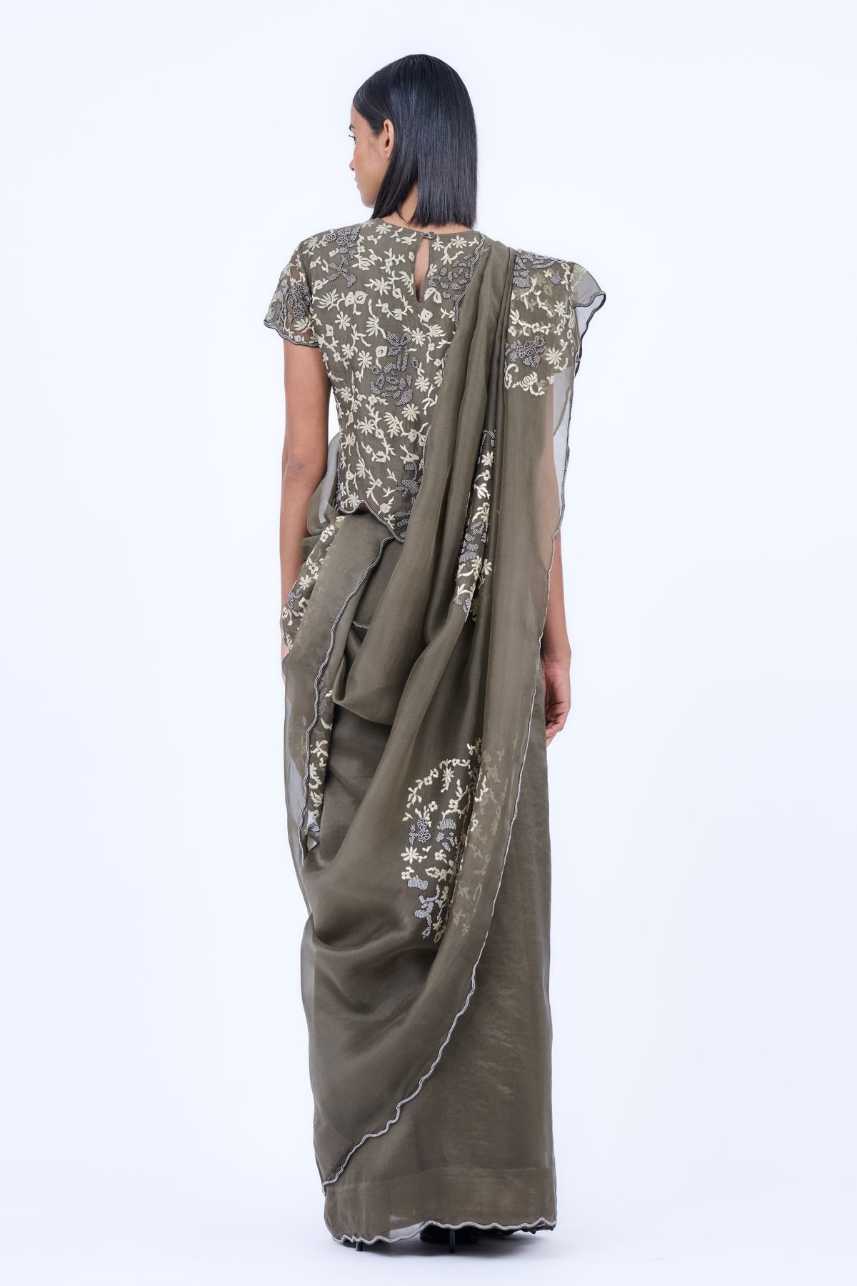 Silk Organza Khaki Blouse