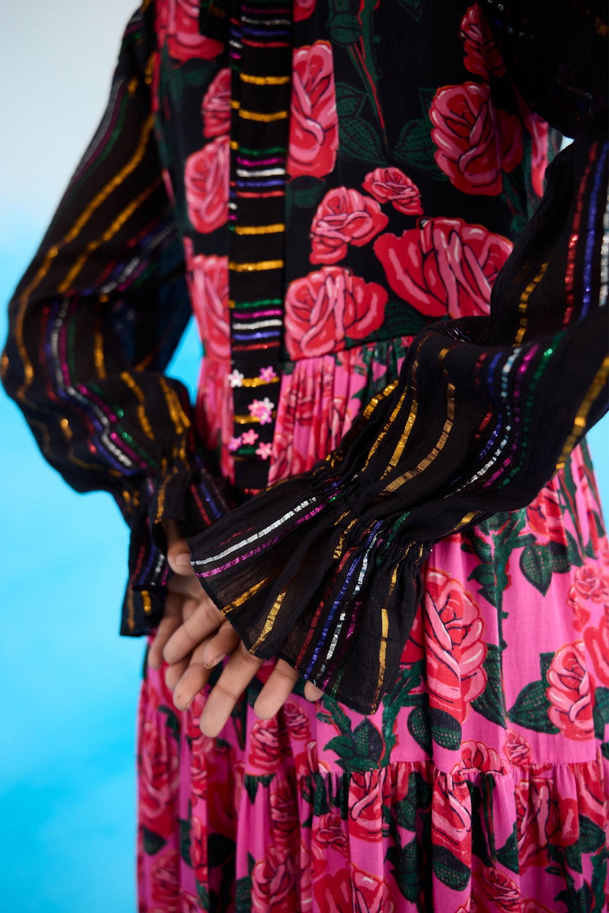 Pink Rose Tier Maxi Dress