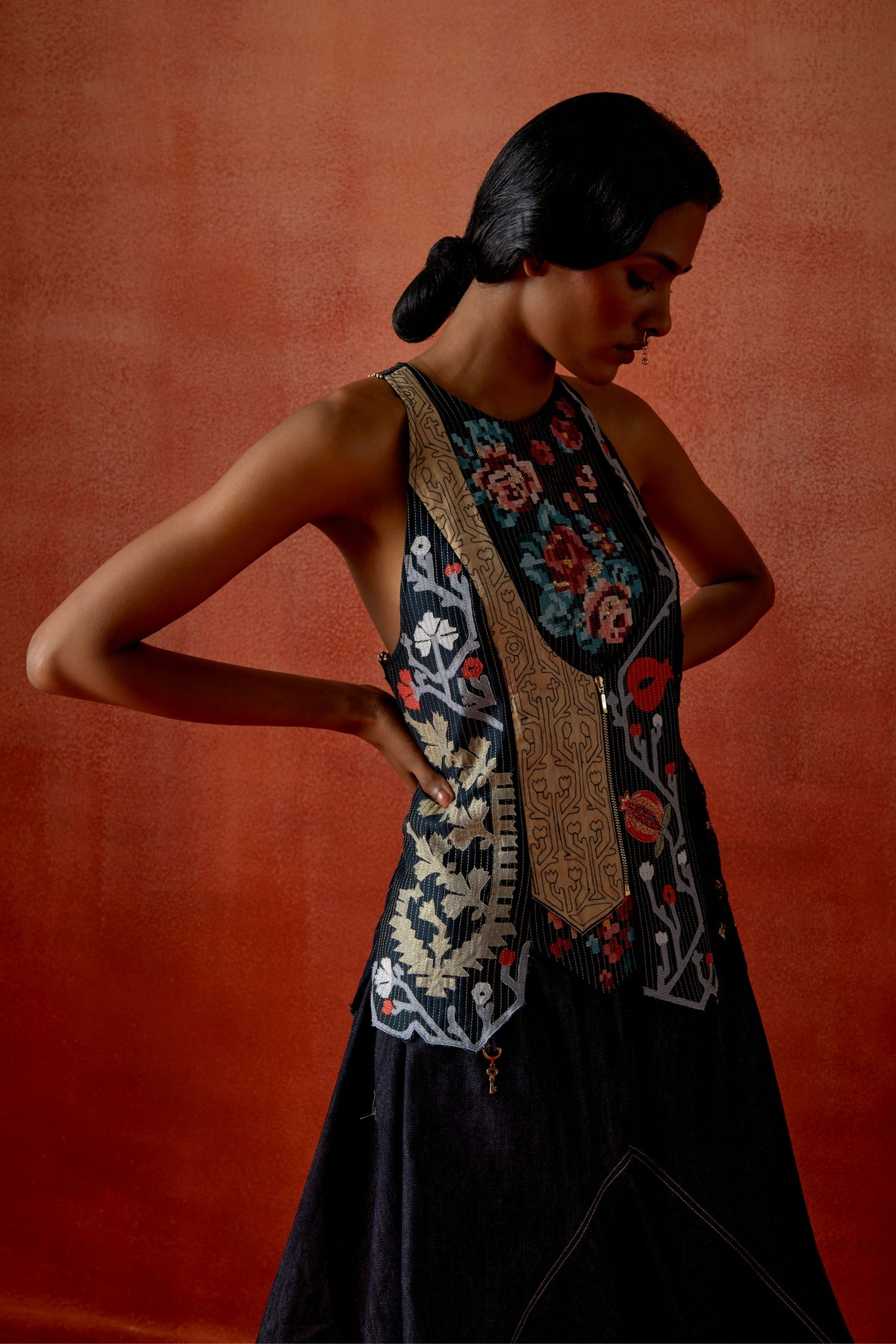 Indigo Denim Barrel Skirt Set