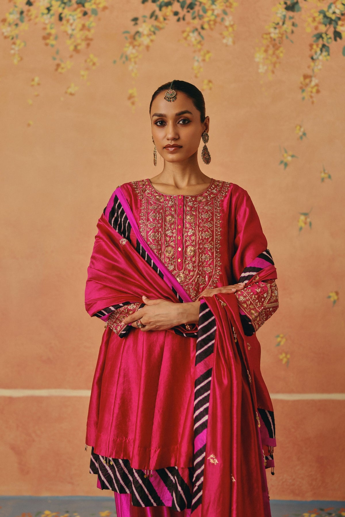 Red Rani Short Anarkali Set