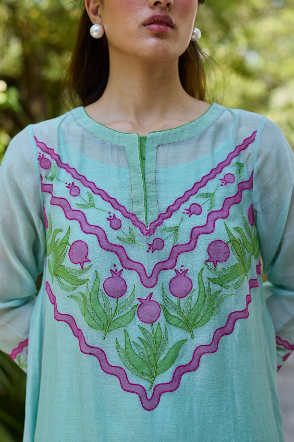 Pomegranate Trail Blue Embroidered Kurta Set